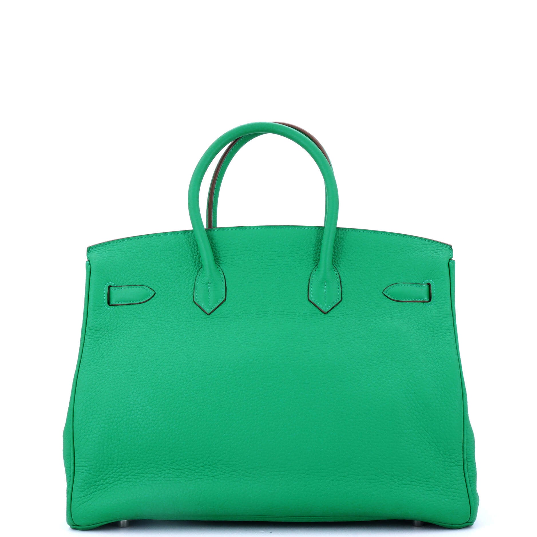 Hermes Birkin Handbag Green Clemence with Palladium Hardware 35