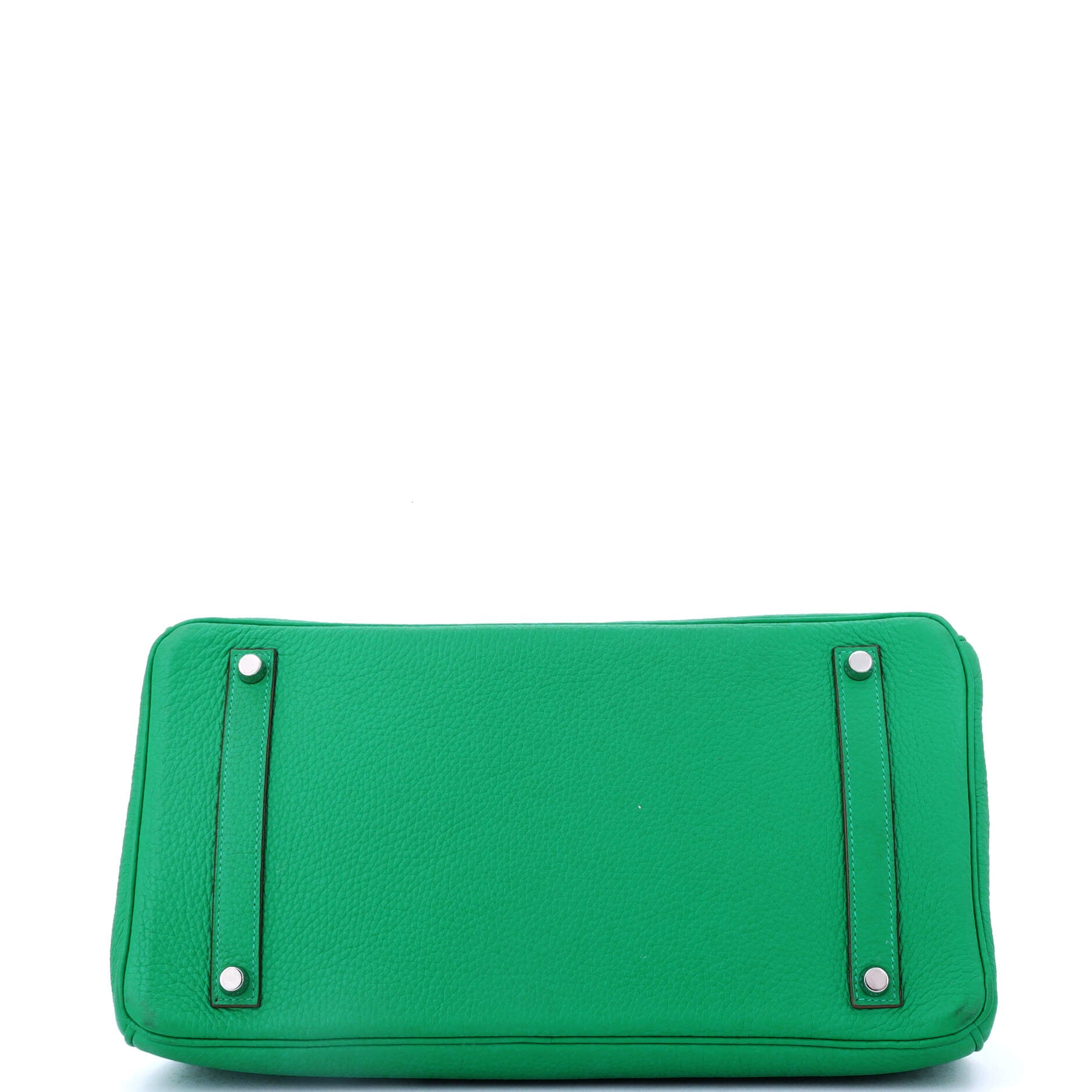 Hermes Birkin Handbag Green Clemence with Palladium Hardware 35