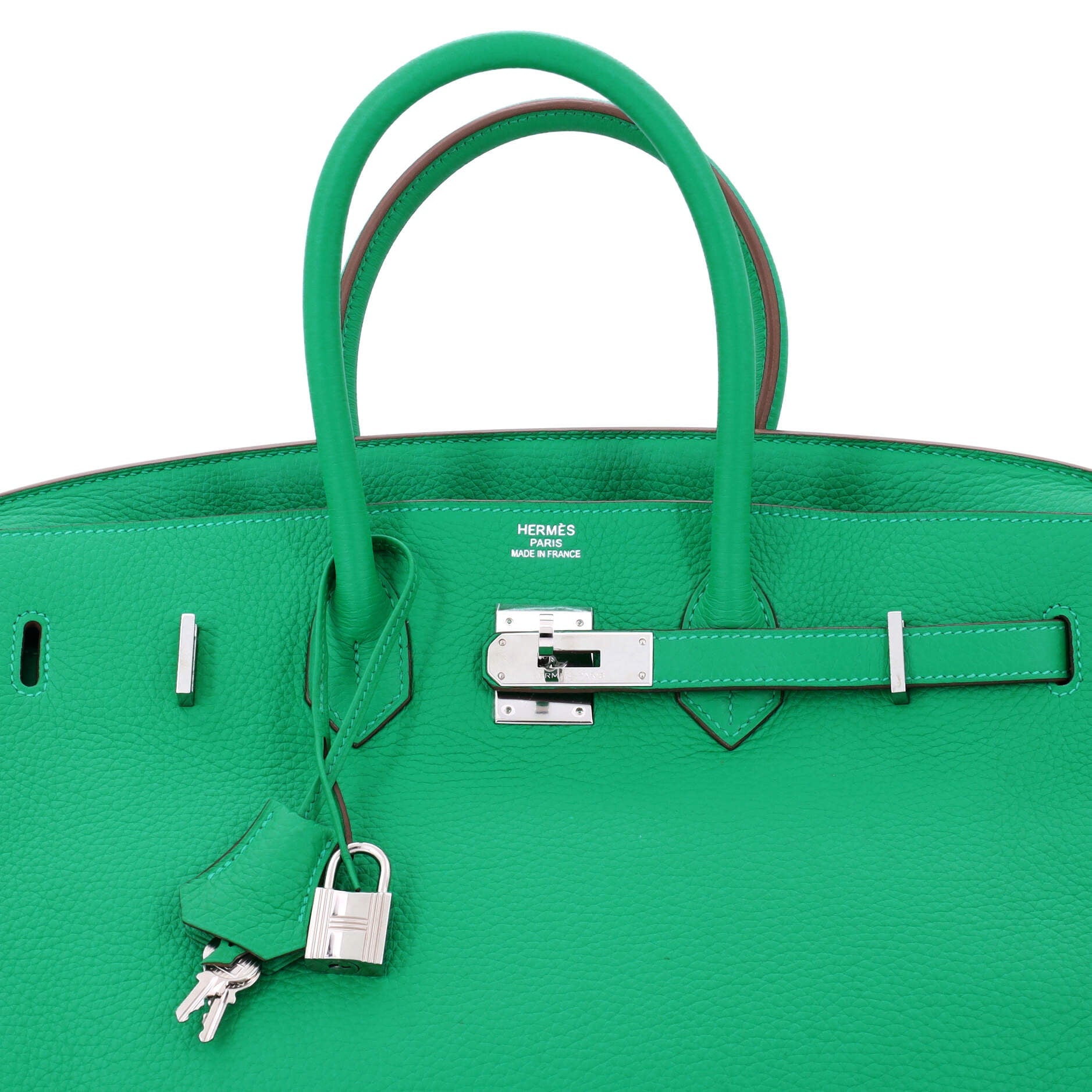 Hermes Birkin Handbag Green Clemence with Palladium Hardware 35