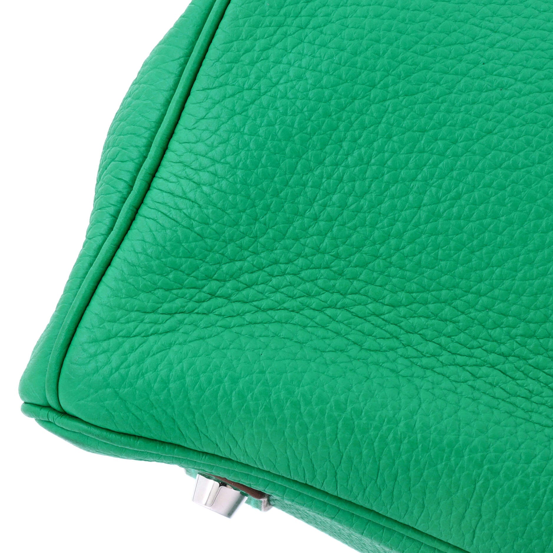 Hermes Birkin Handbag Green Clemence with Palladium Hardware 35