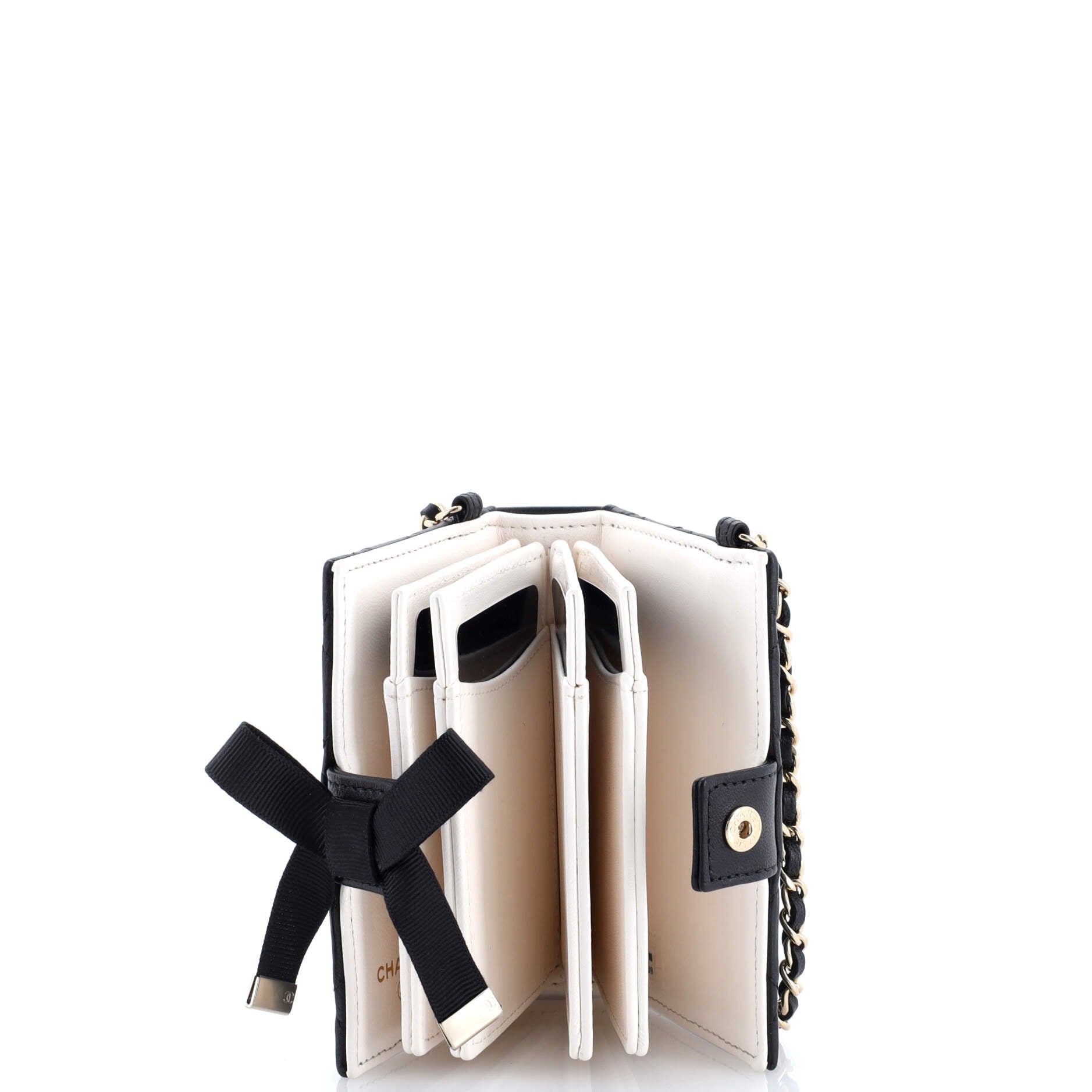 Chanel CC Book Card Holder with Chain Quilted Lambskin