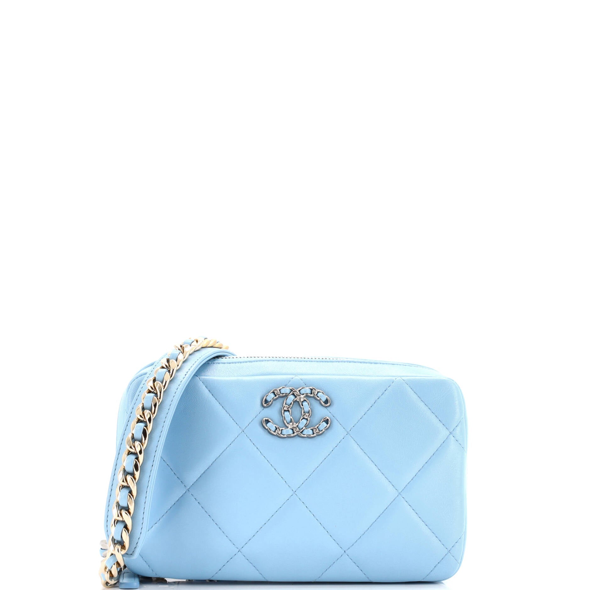Chanel 19 Zipped Phone Holder Crossbody Bag Quilted Lambskin