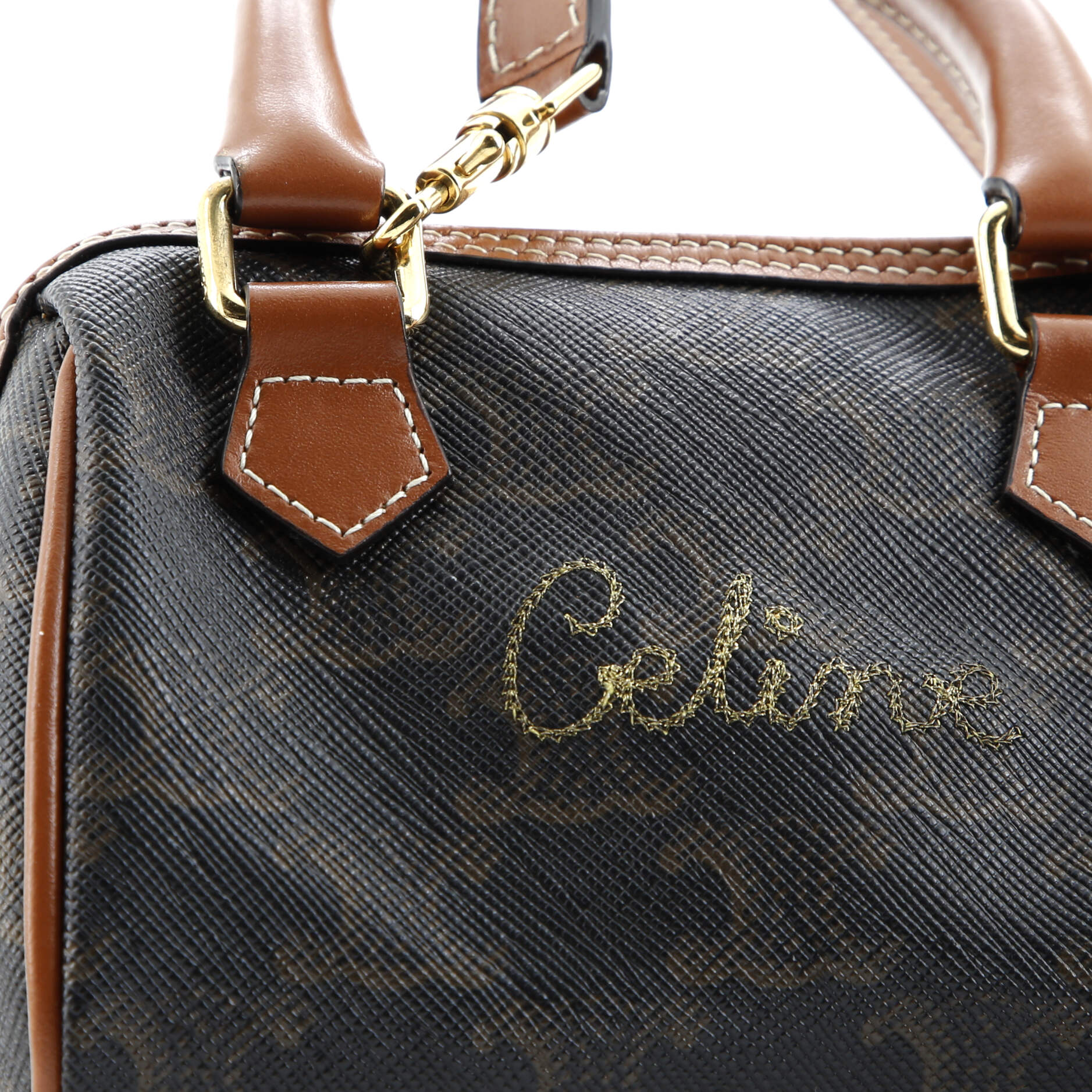 Celine Boston Bag Triomphe Coated Canvas Mini