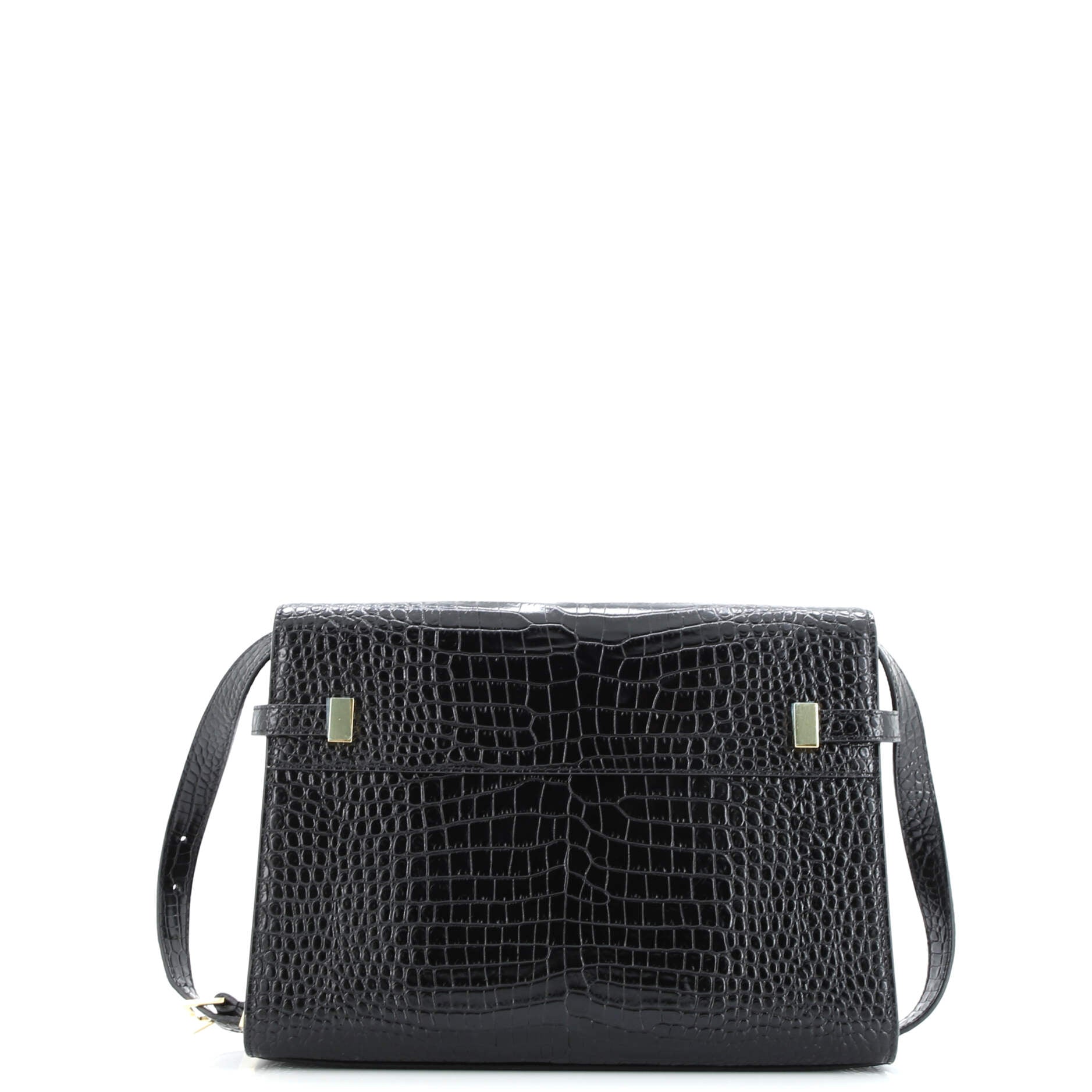 Saint Laurent Manhattan Shoulder Bag Crocodile Embossed Leather Medium