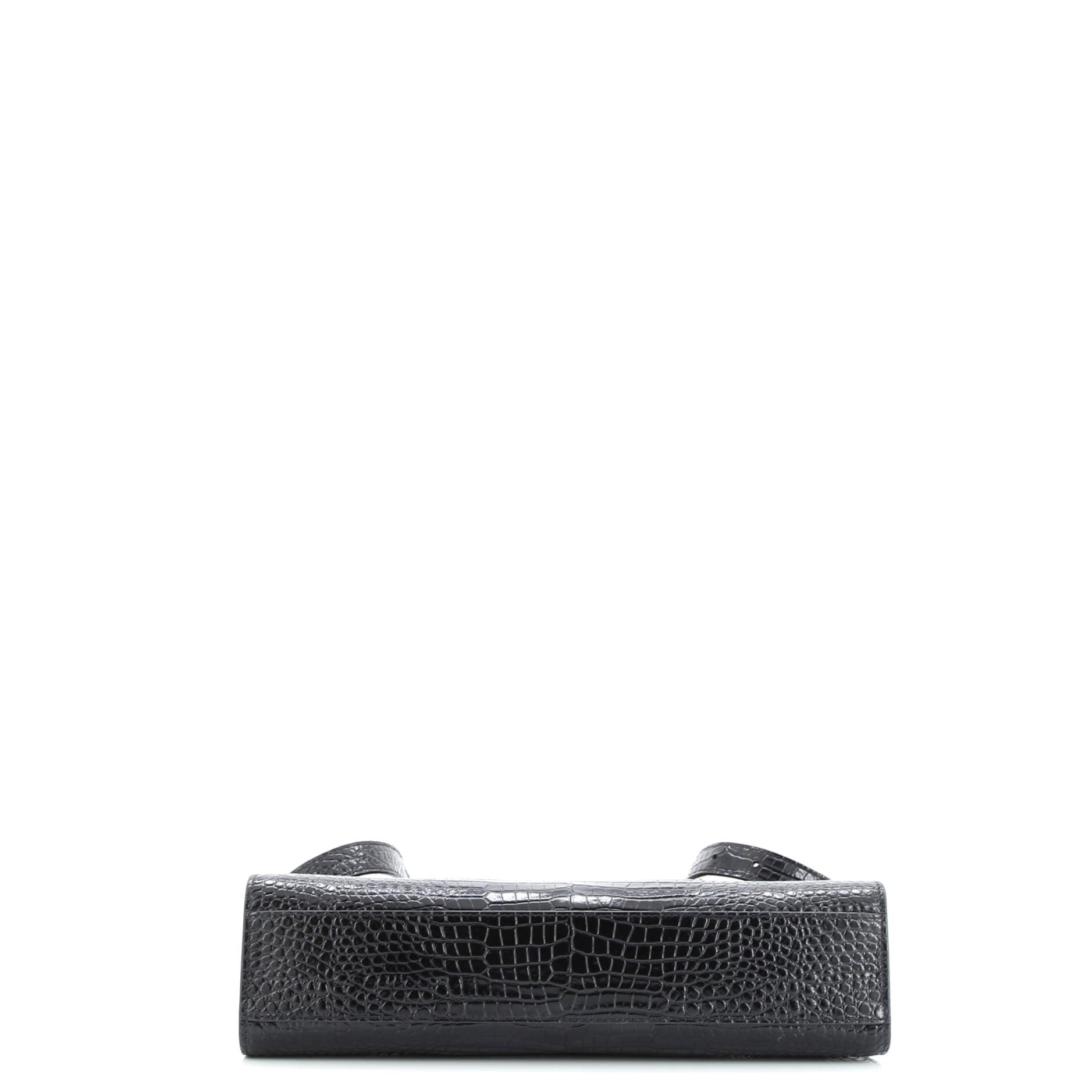 Saint Laurent Manhattan Shoulder Bag Crocodile Embossed Leather Medium