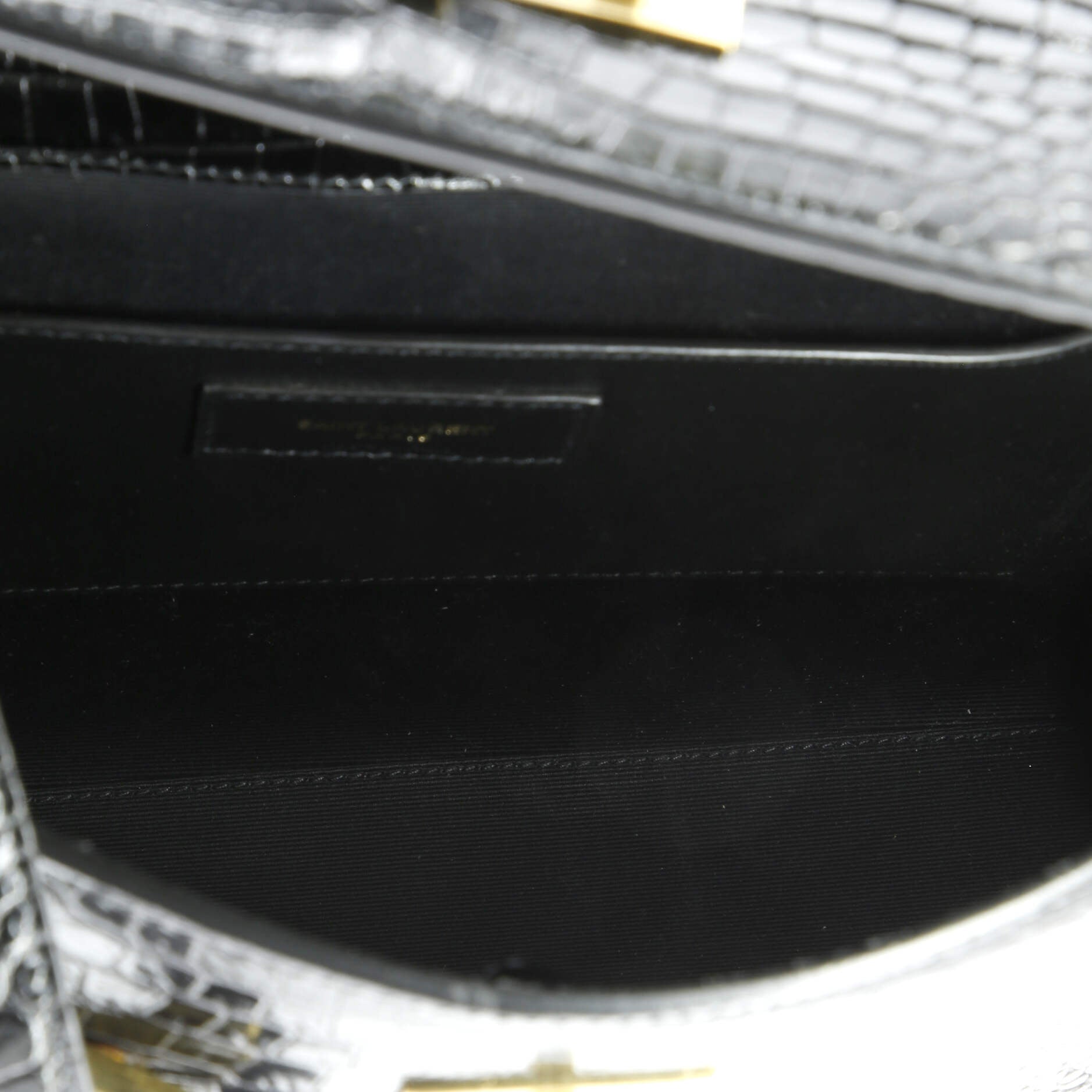 Saint Laurent Manhattan Shoulder Bag Crocodile Embossed Leather Medium