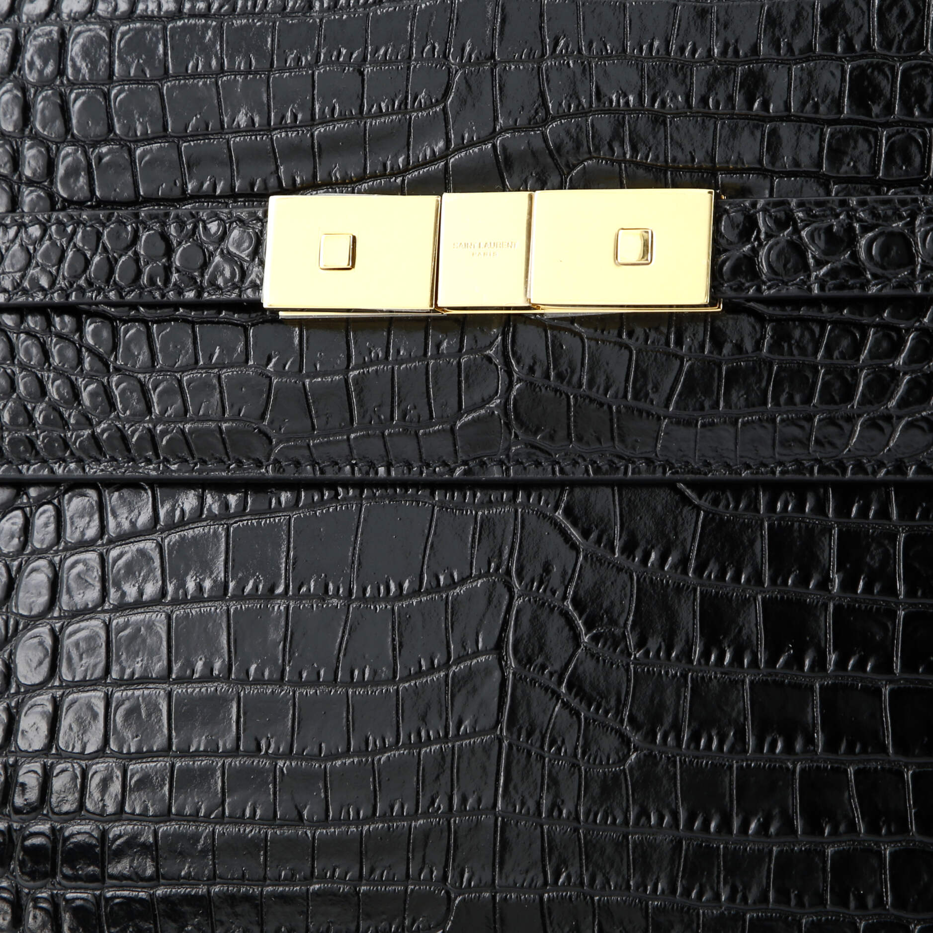 Saint Laurent Manhattan Shoulder Bag Crocodile Embossed Leather Medium