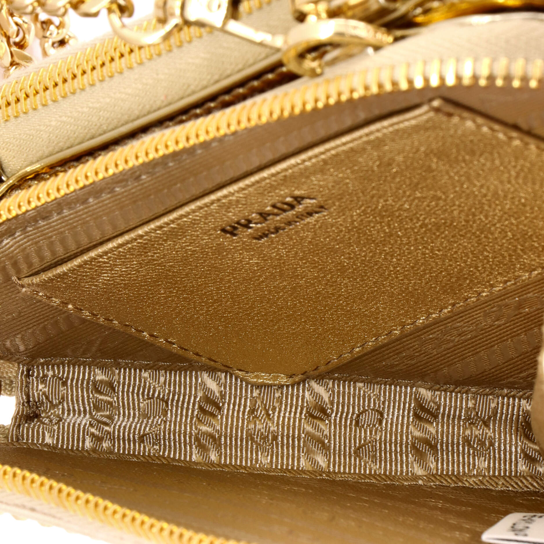 Prada Triangle Double Pouch Crossbody Crystal Embellished Satin Mini