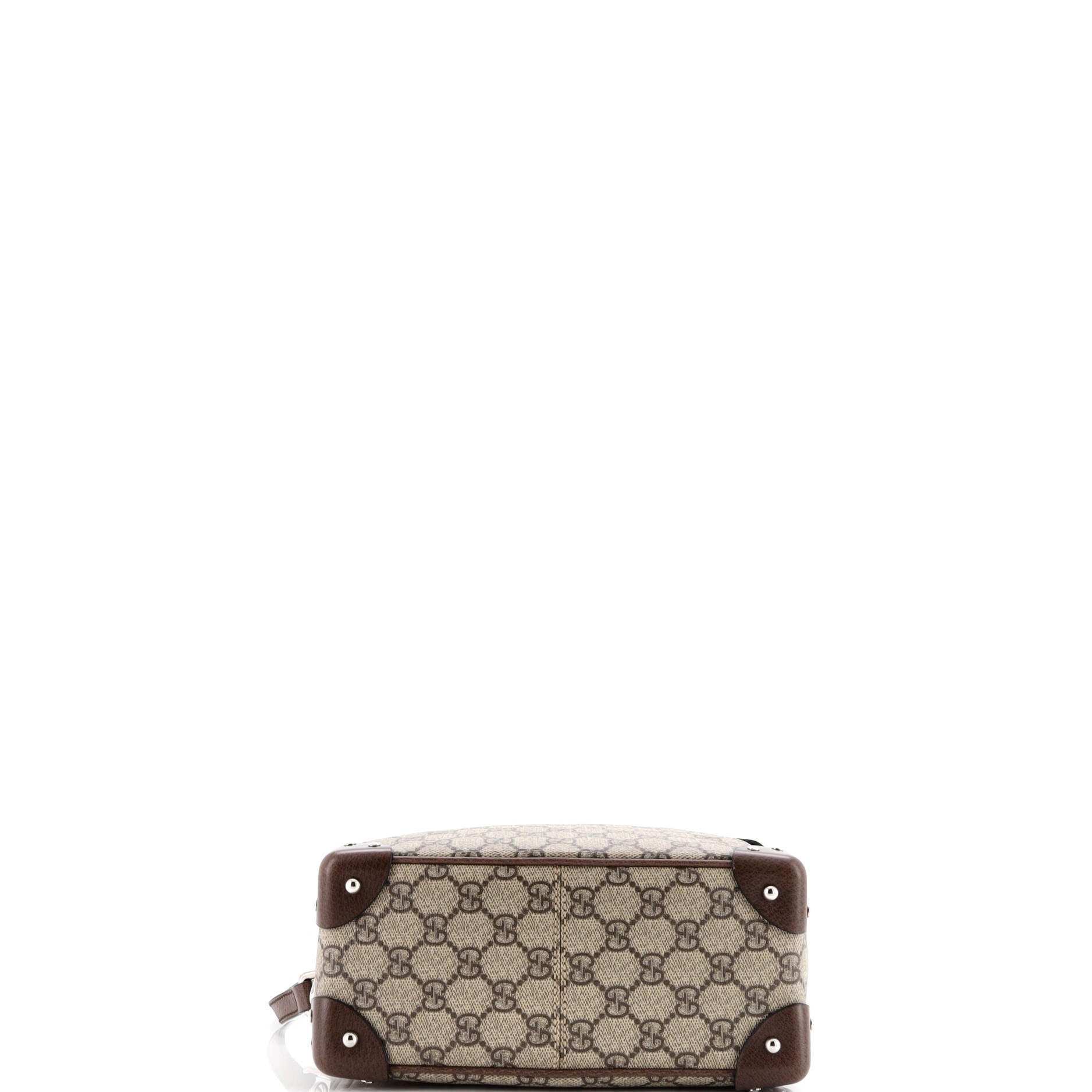 Gucci Trunk Shoulder Bag GG Coated Canvas with Studded Leather