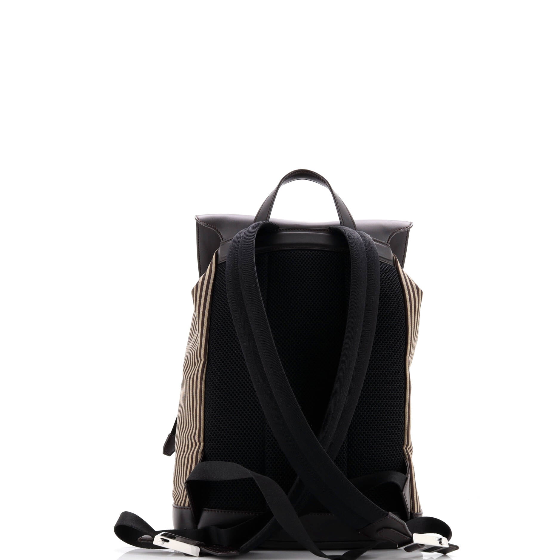 Fendi Logo Rucksack Backpack Striped Canvas Large
