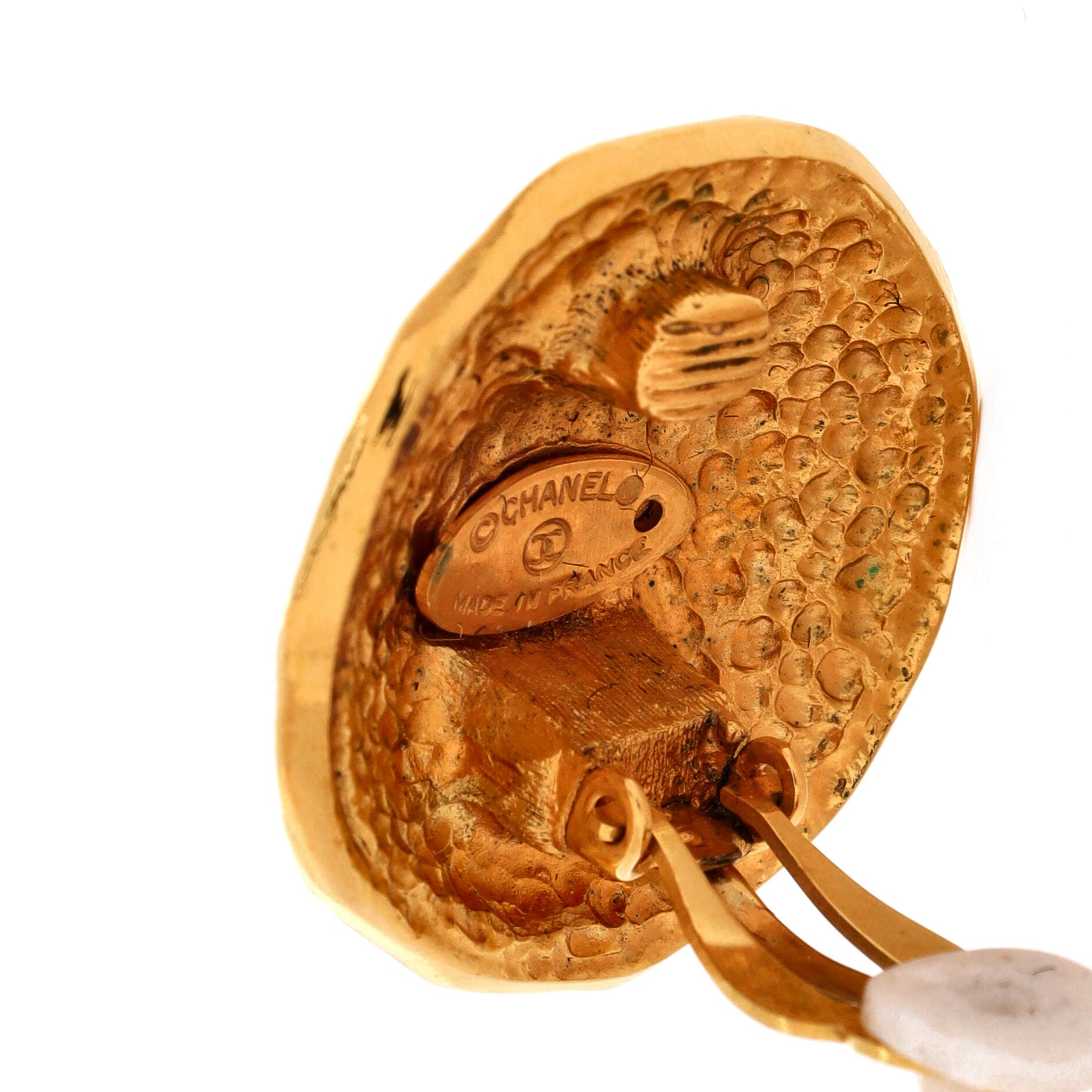Chanel Vintage CC Round Clip-On Earrings Metal