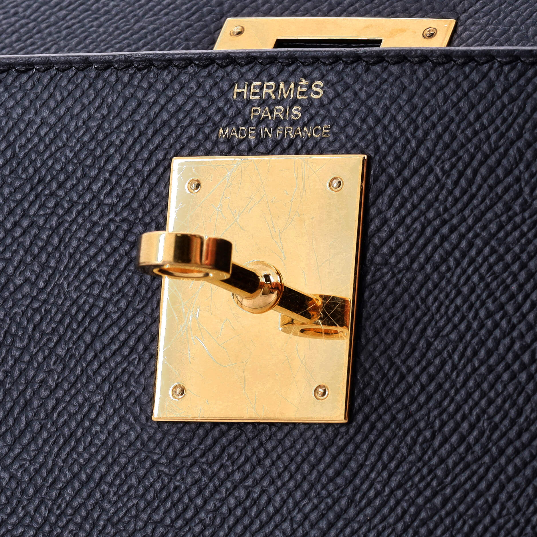 Hermes Kelly Handbag Blue Epsom with Gold Hardware 28