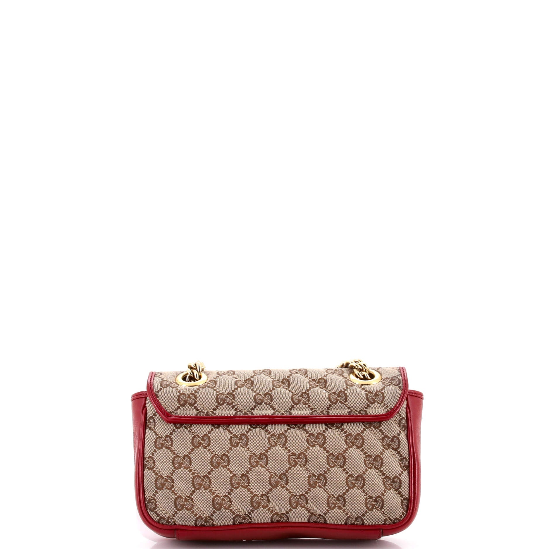 Gucci GG Marmont Flap Bag Diagonal Quilted GG Canvas with Leather Mini
