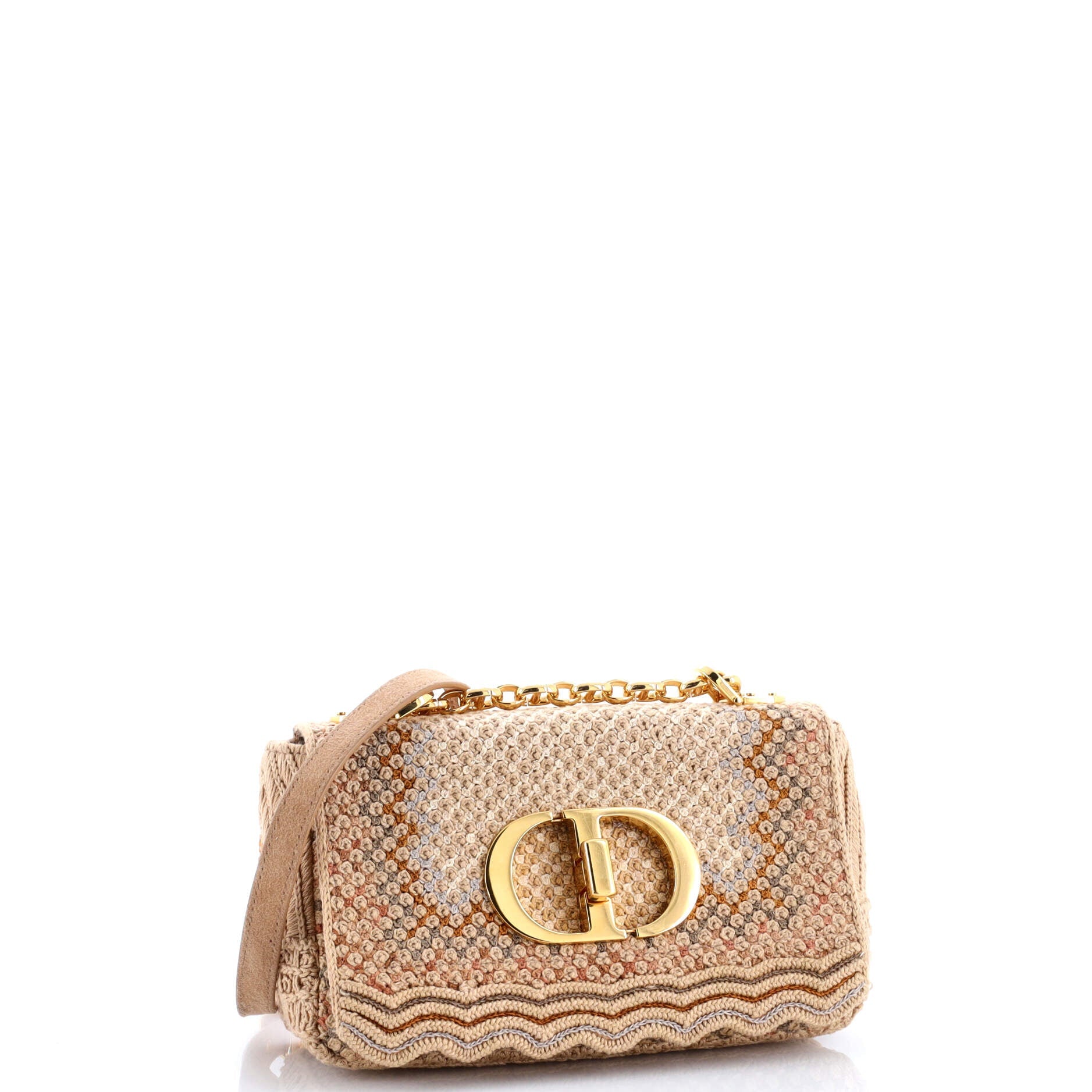Christian Dior Caro Bag Cannage Quilt Embroidered Cotton Small