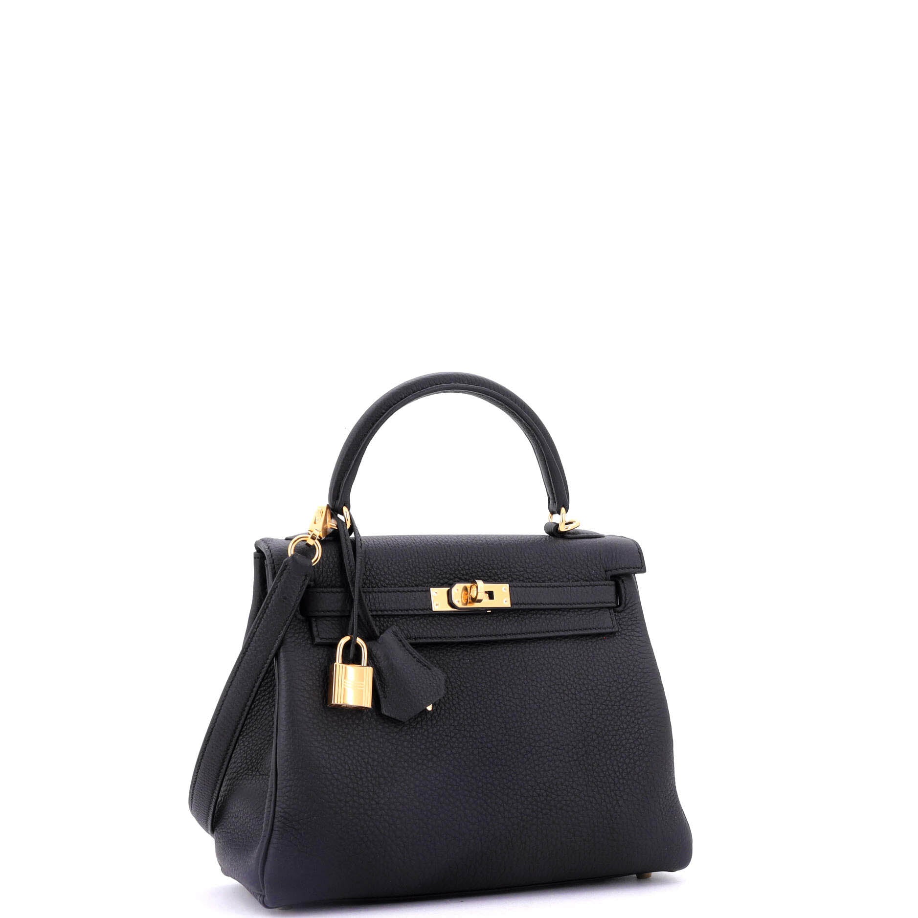 Hermes Kelly Handbag Black Togo with Gold Hardware 25