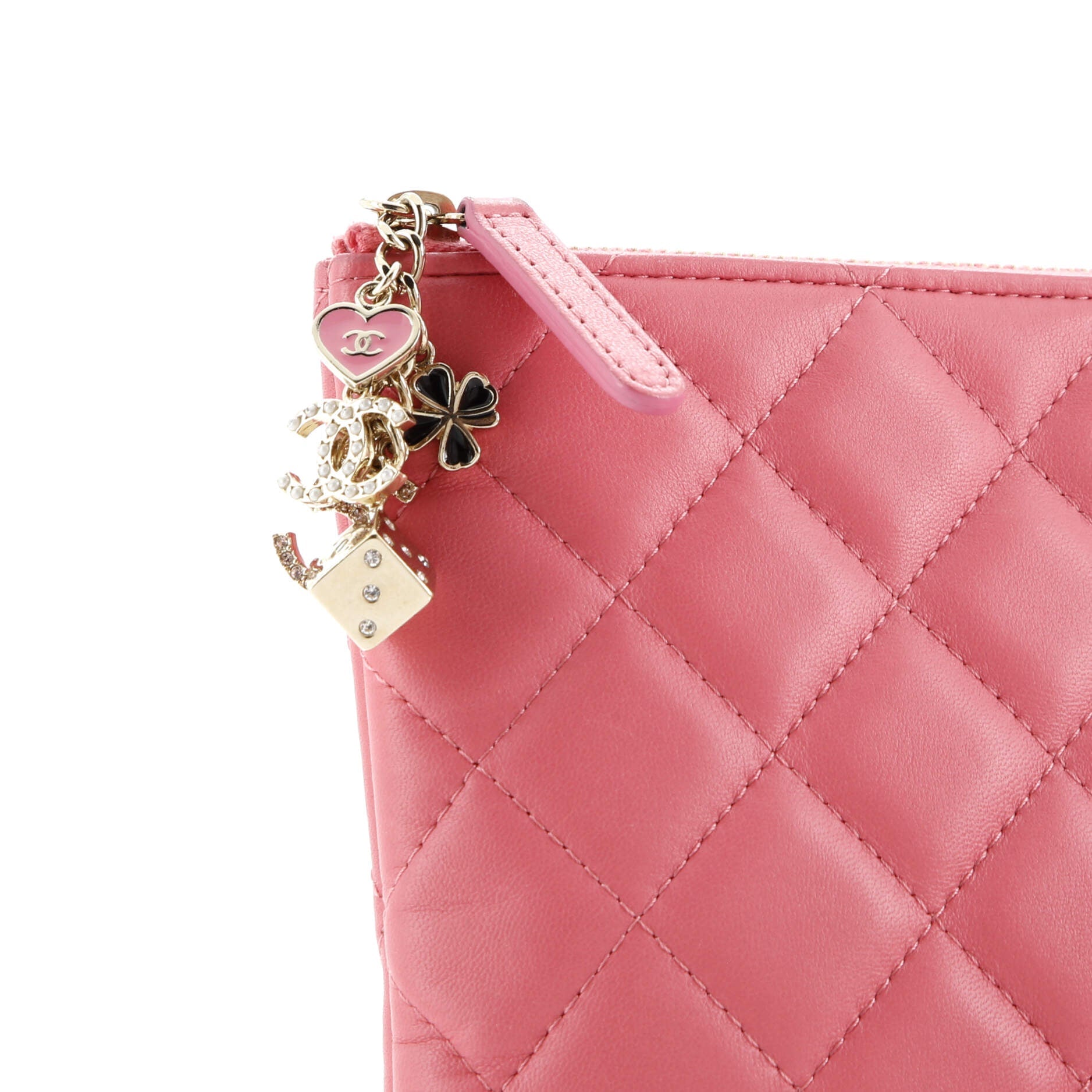 Chanel CC Casino O Case Clutch Quilted Lambskin Large