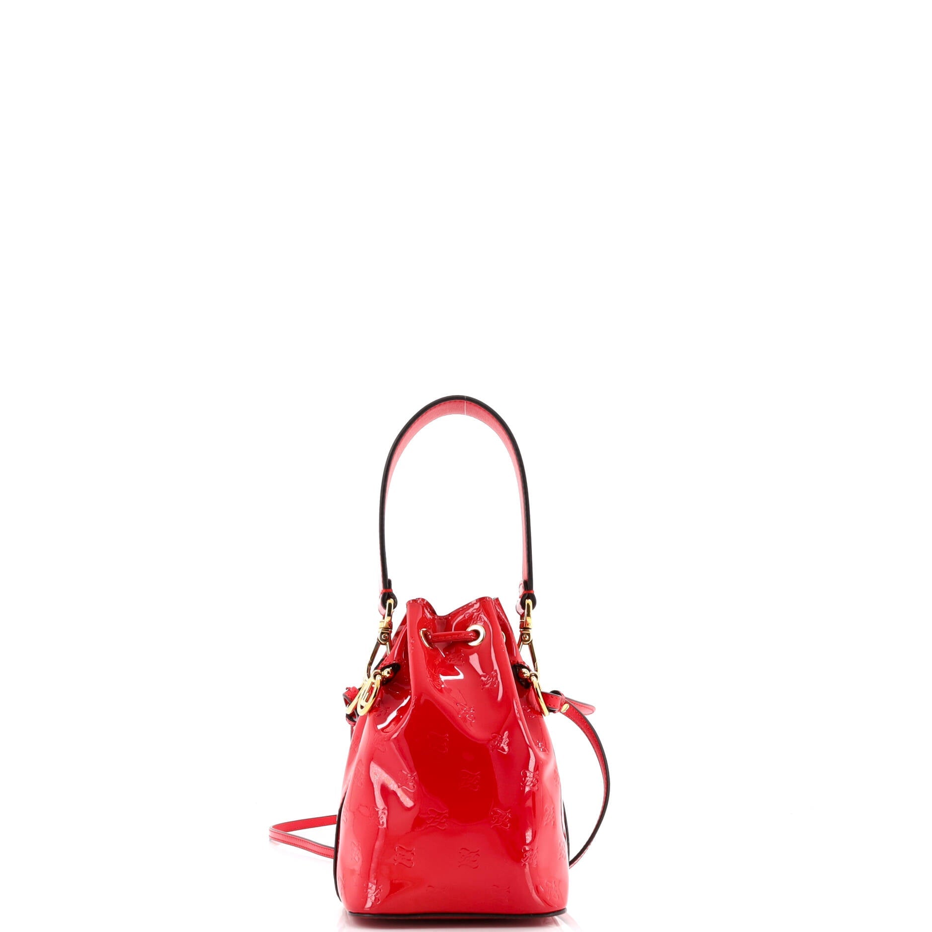 Fendi Karligraphy Mon Tresor Bucket Bag Embossed Patent Mini