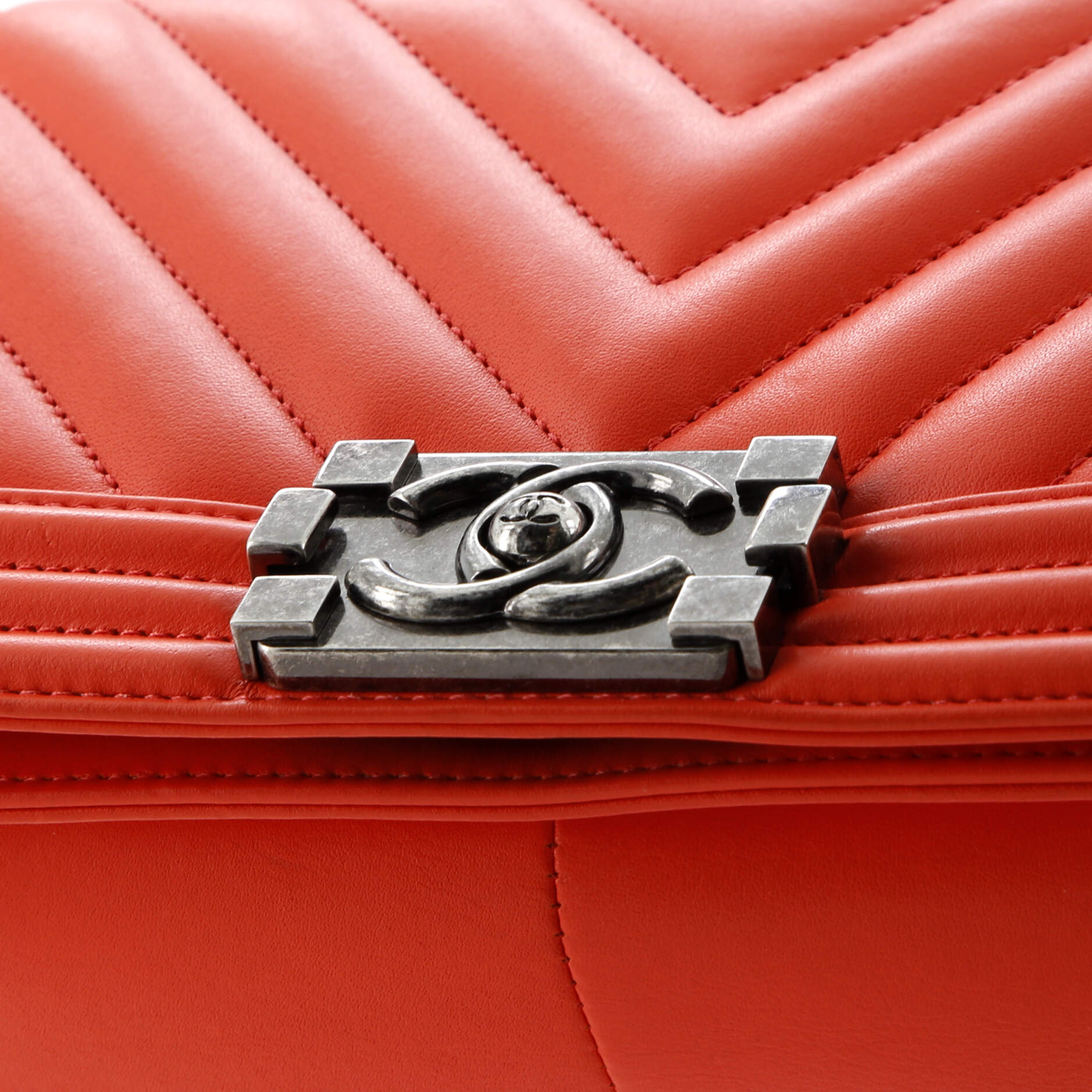 Chanel Boy Flap Bag Chevron Calfskin Old Medium