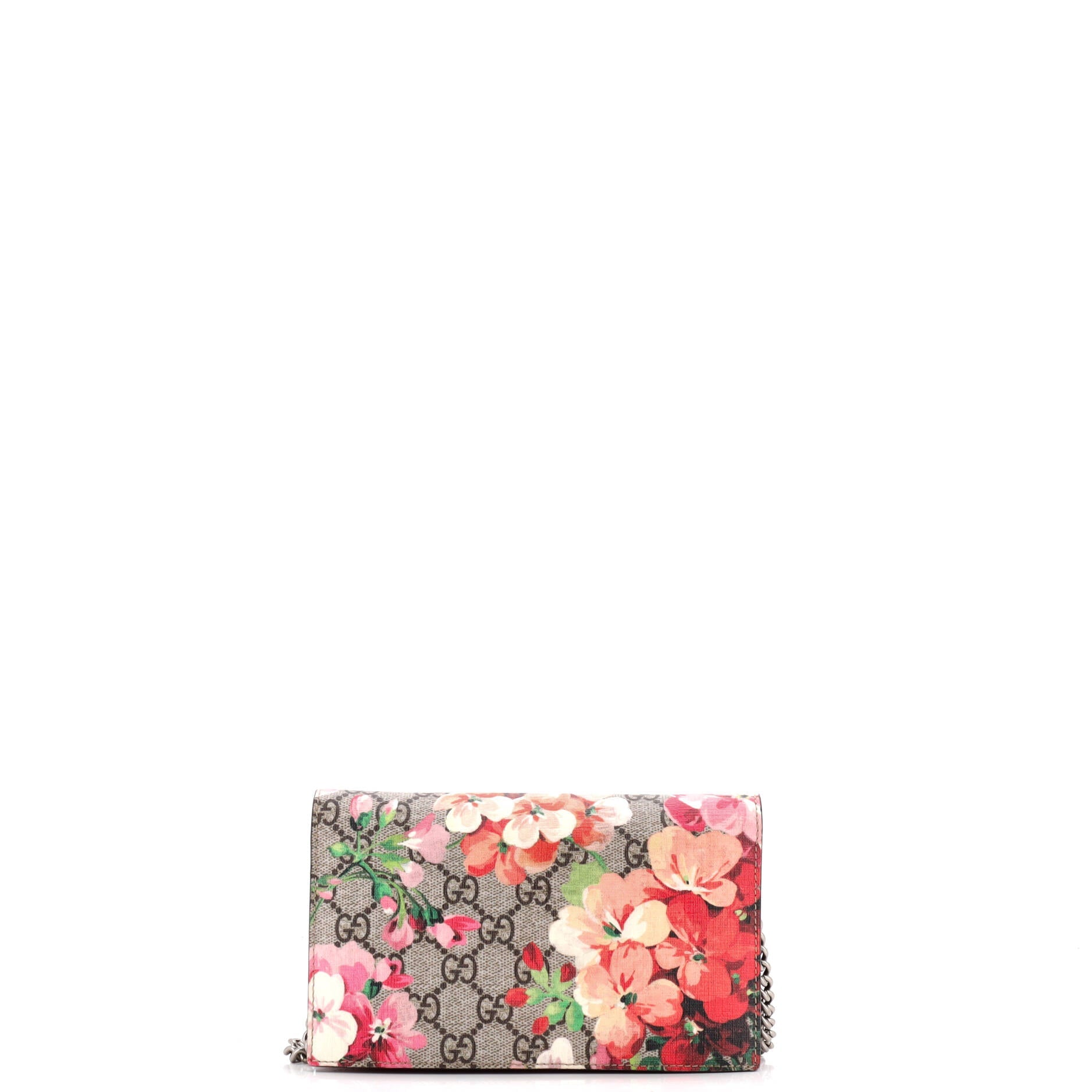 Gucci Chain Wallet Blooms Print GG Coated Canvas