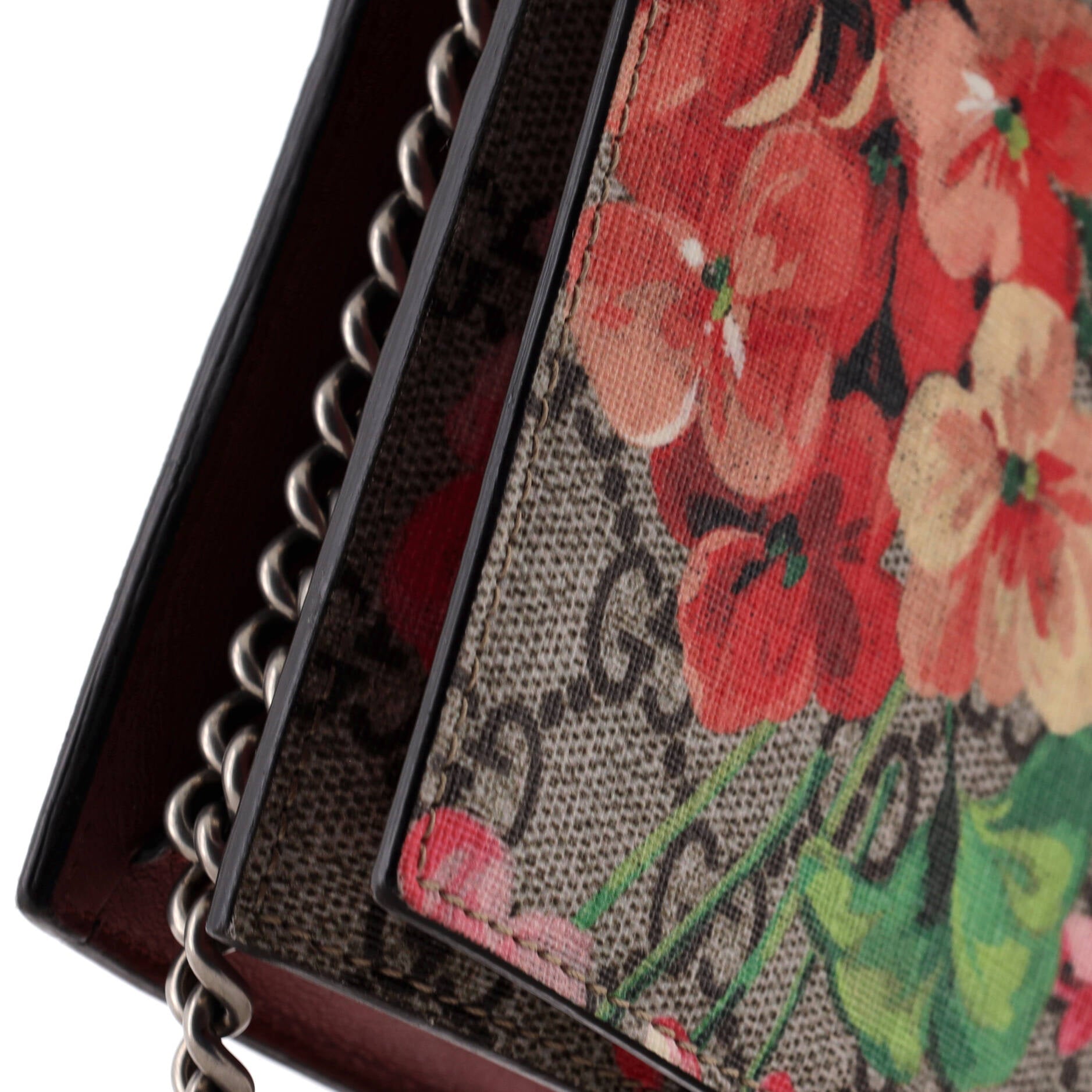 Gucci Chain Wallet Blooms Print GG Coated Canvas