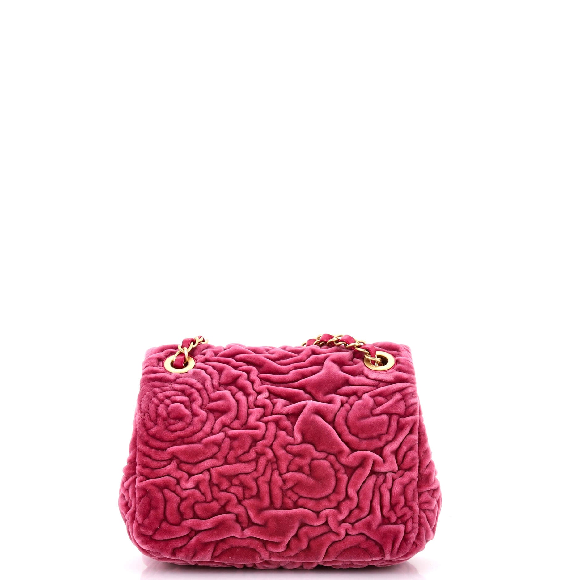 Chanel Square Classic Single Flap Bag Camellia Velvet Mini