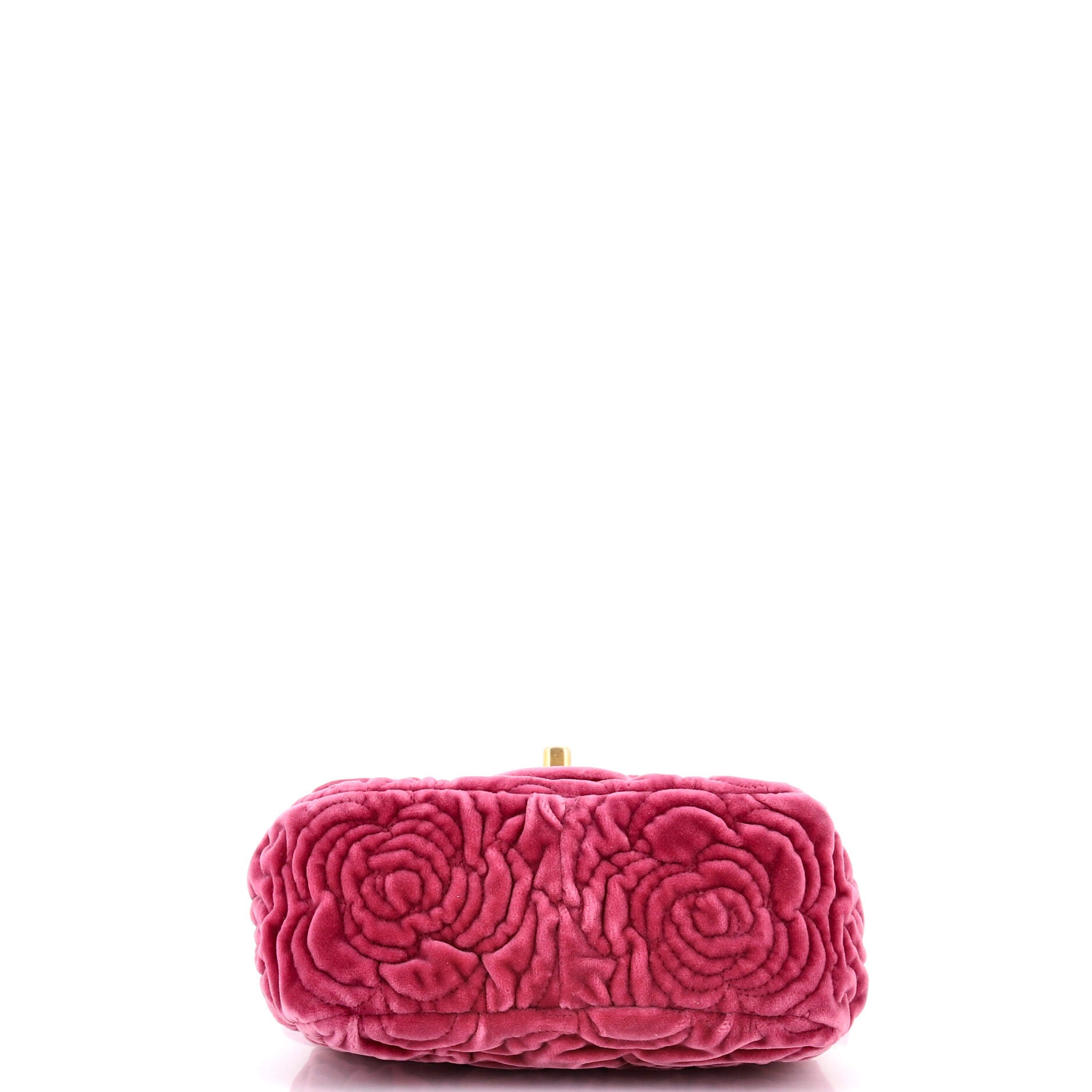 Chanel Square Classic Single Flap Bag Camellia Velvet Mini