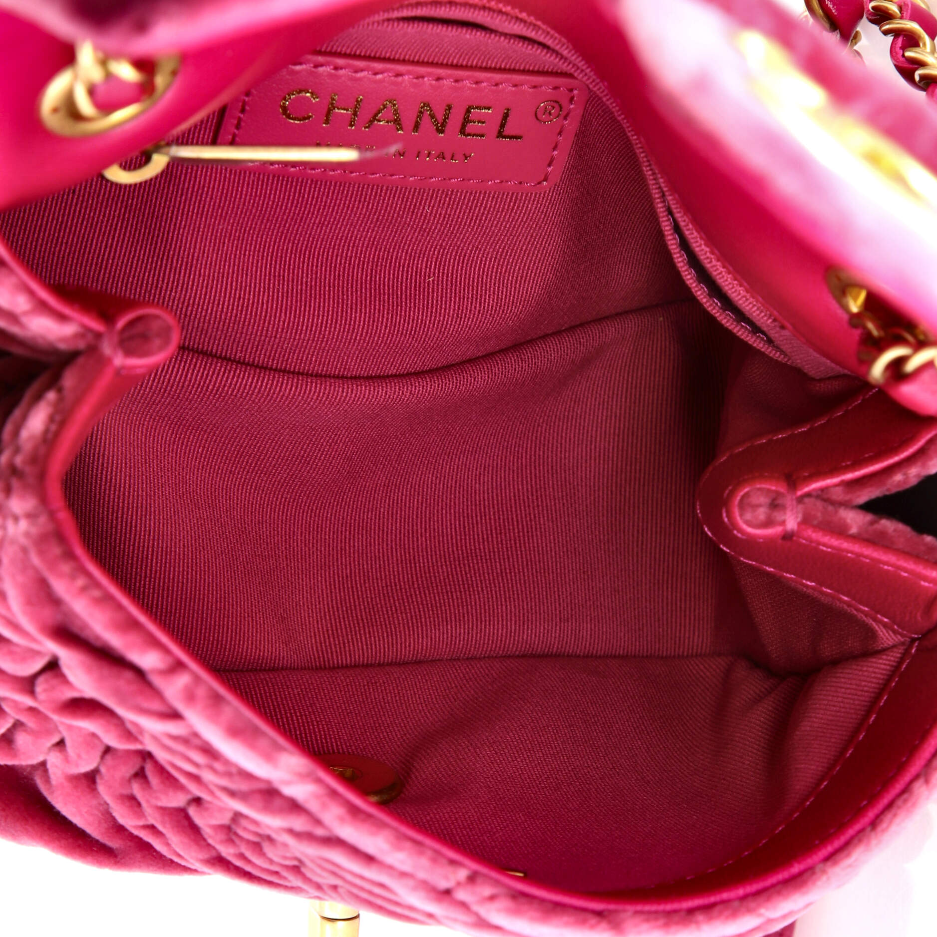 Chanel Square Classic Single Flap Bag Camellia Velvet Mini