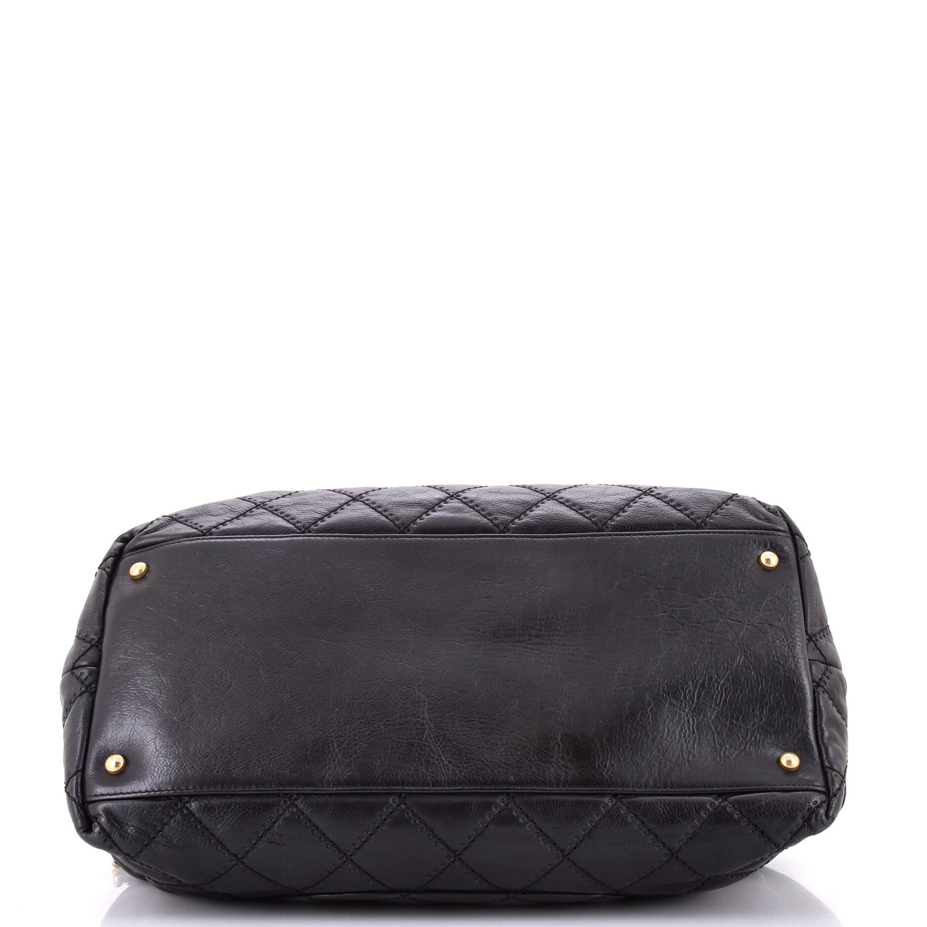Chanel Retro Chain Zip Satchel Quilted Calfskin Large