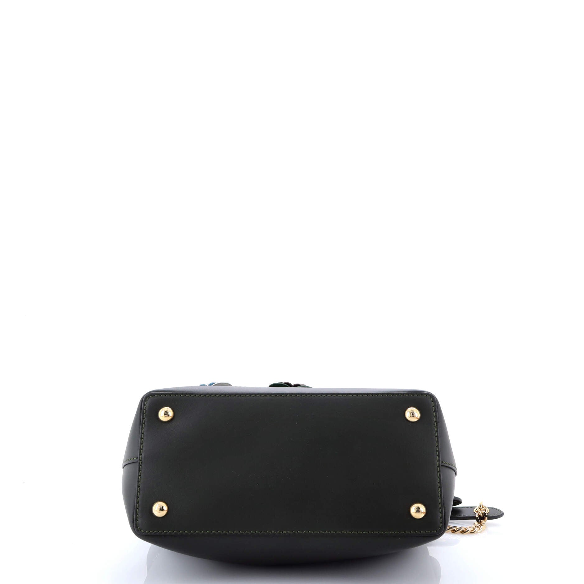 Fendi Flowerland DotCom Convertible Satchel Embellished Leather Small