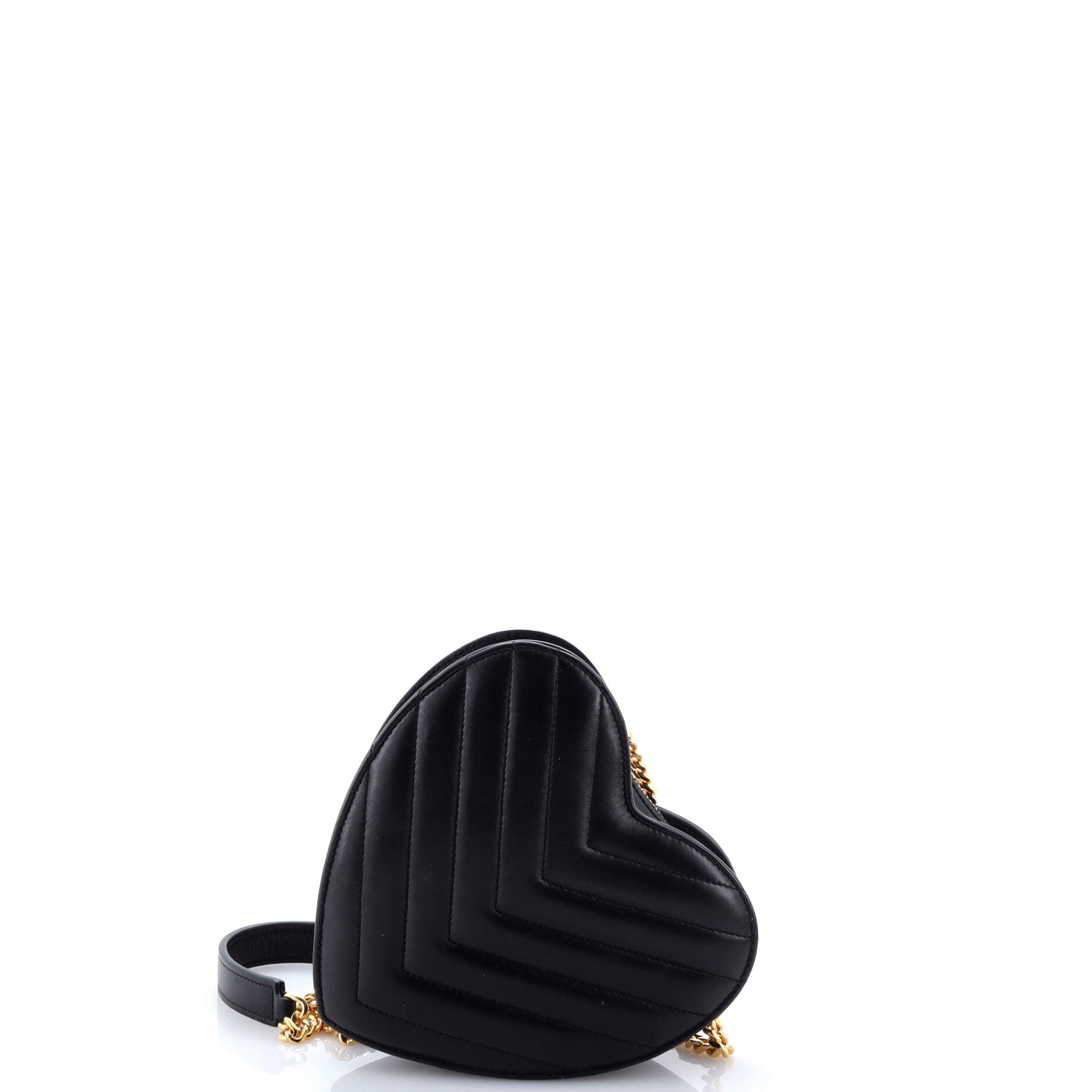 Saint Laurent Love Heart Chain Bag Matelasse Chevron Leather Small