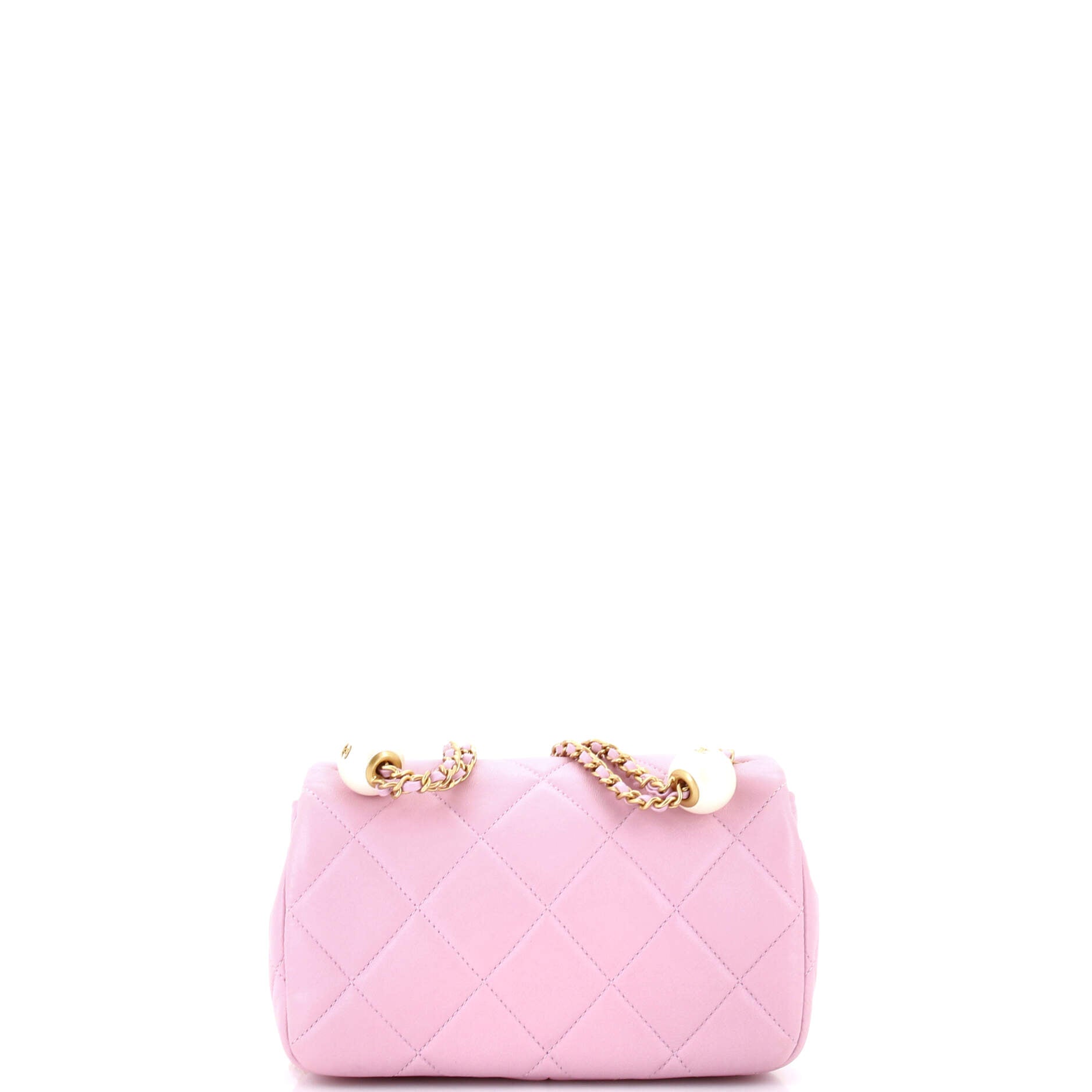 Chanel Twin Pearl Adjustable Chain Flap Bag Quilted Lambskin Mini