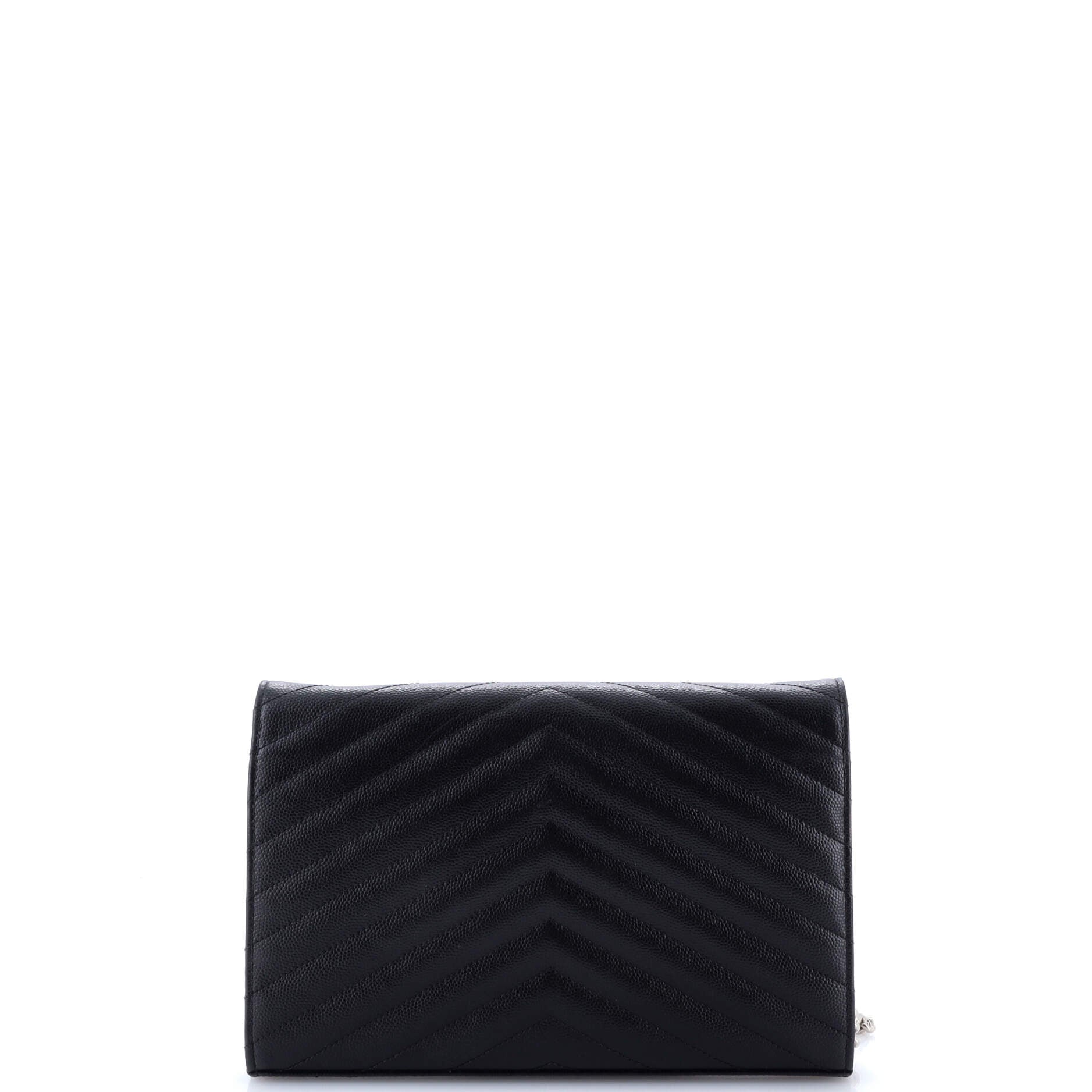 Saint Laurent Classic Monogram Wallet on Chain Matelasse Chevron Leather Medium