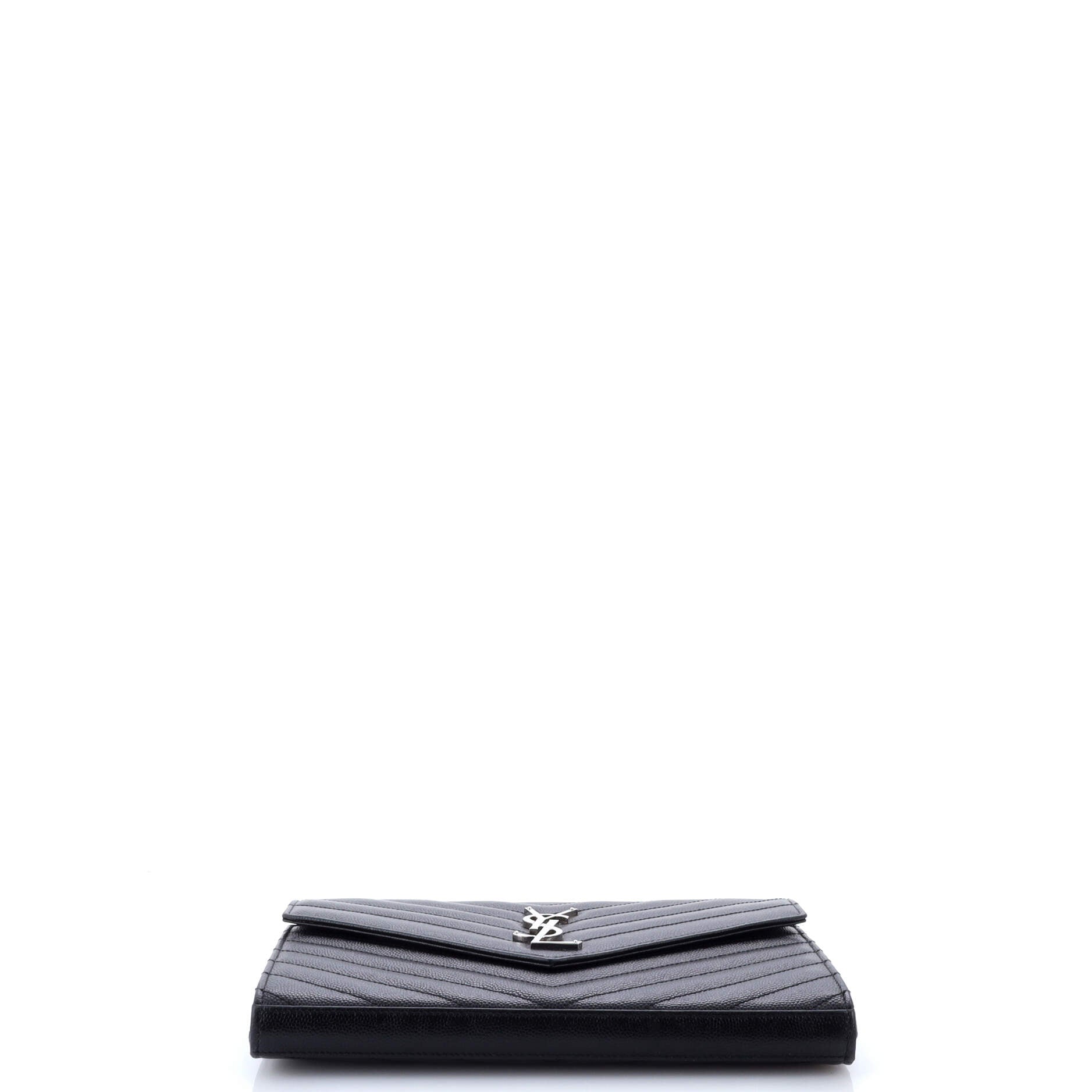 Saint Laurent Classic Monogram Wallet on Chain Matelasse Chevron Leather Medium