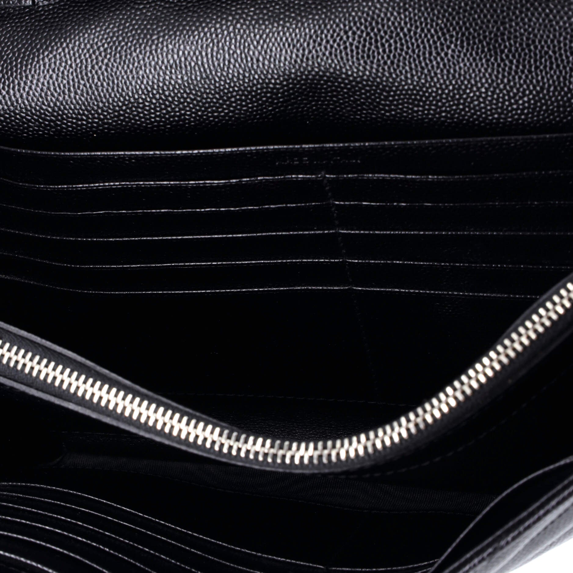 Saint Laurent Classic Monogram Wallet on Chain Matelasse Chevron Leather Medium