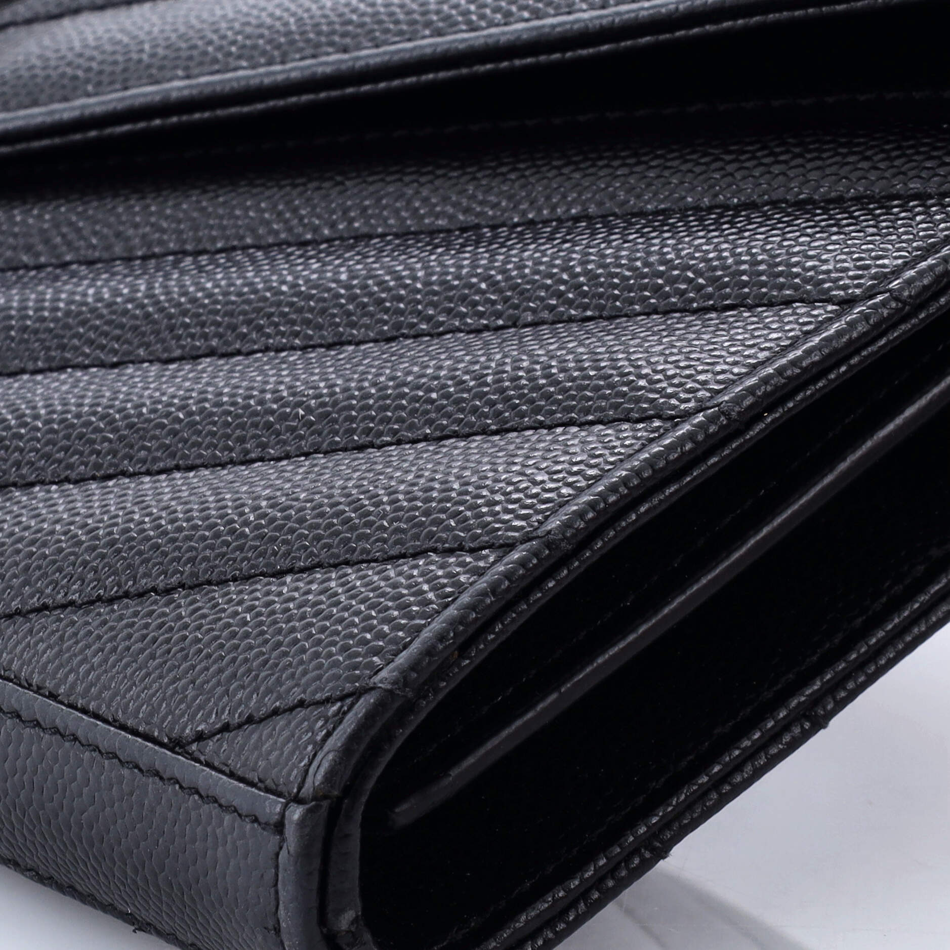Saint Laurent Classic Monogram Wallet on Chain Matelasse Chevron Leather Medium