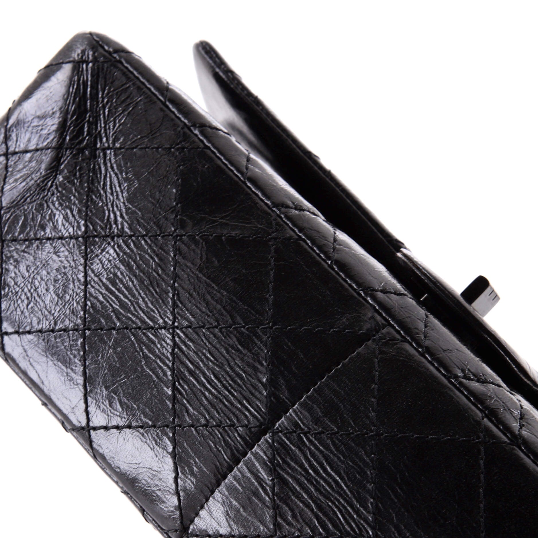 Chanel So Black Reissue 2.55 Flap Bag Quilted Glazed Calfskin 226