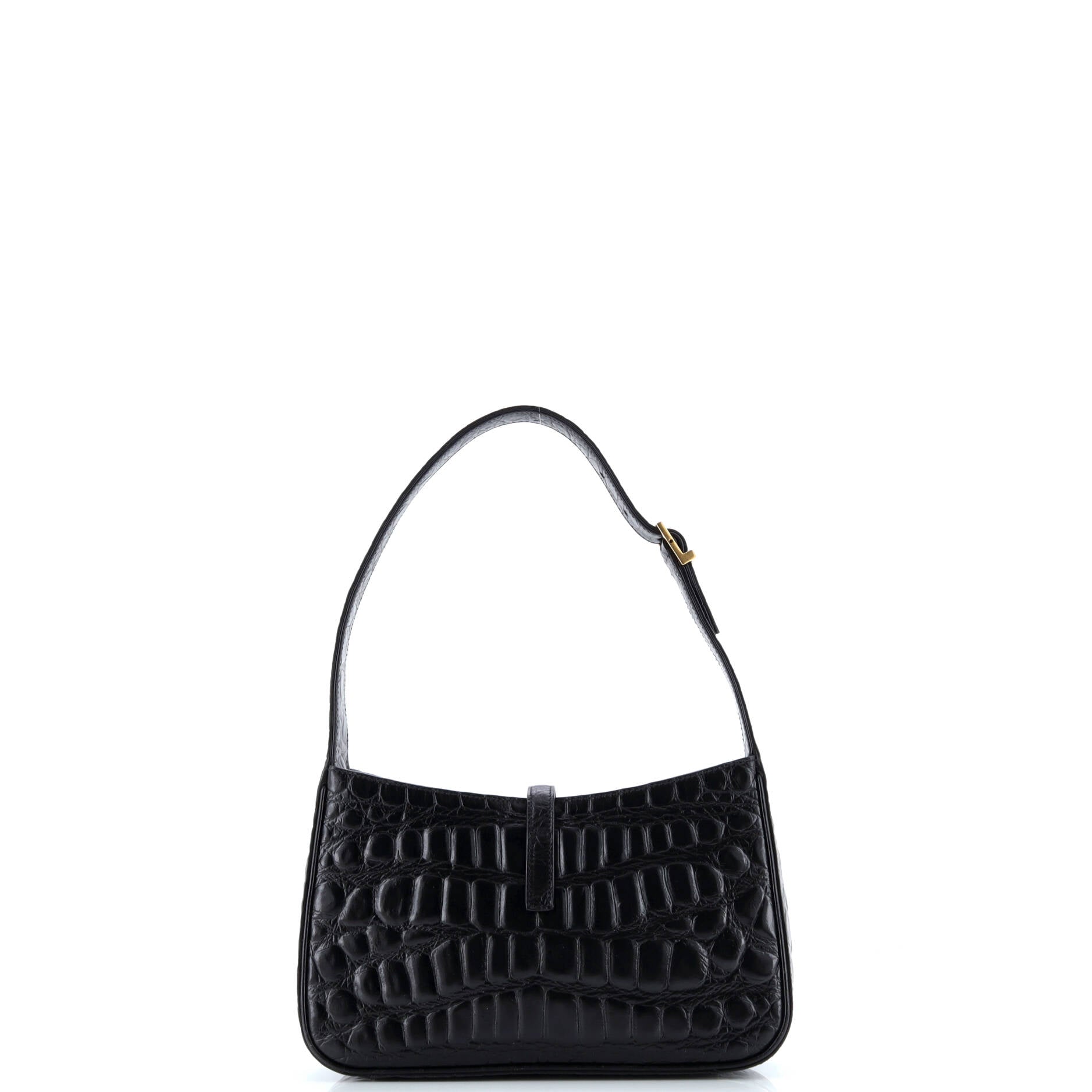 Saint Laurent Le 5 a 7 Hobo Crocodile Embossed Leather Small