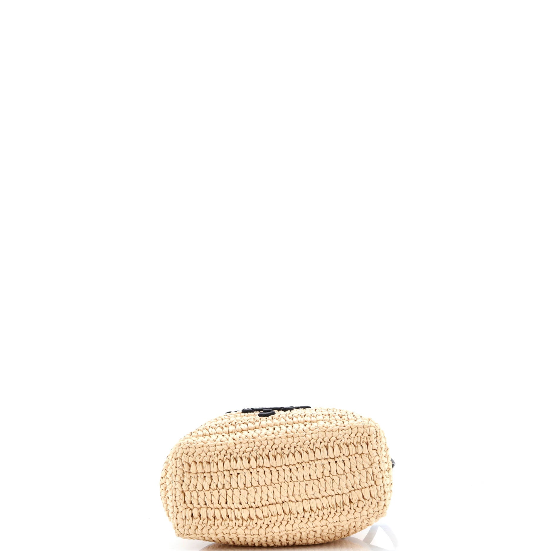 Prada Double Handle Shopper Tote Woven Raffia with Leather Mini