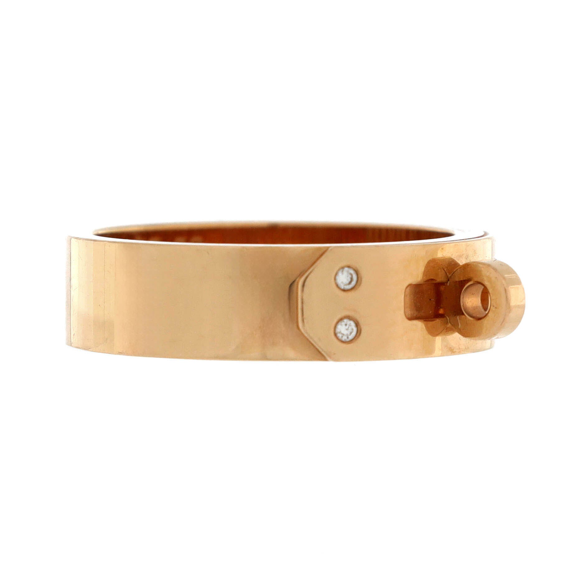 Hermes Kelly Ring 18K Rose Gold with Diamonds PM