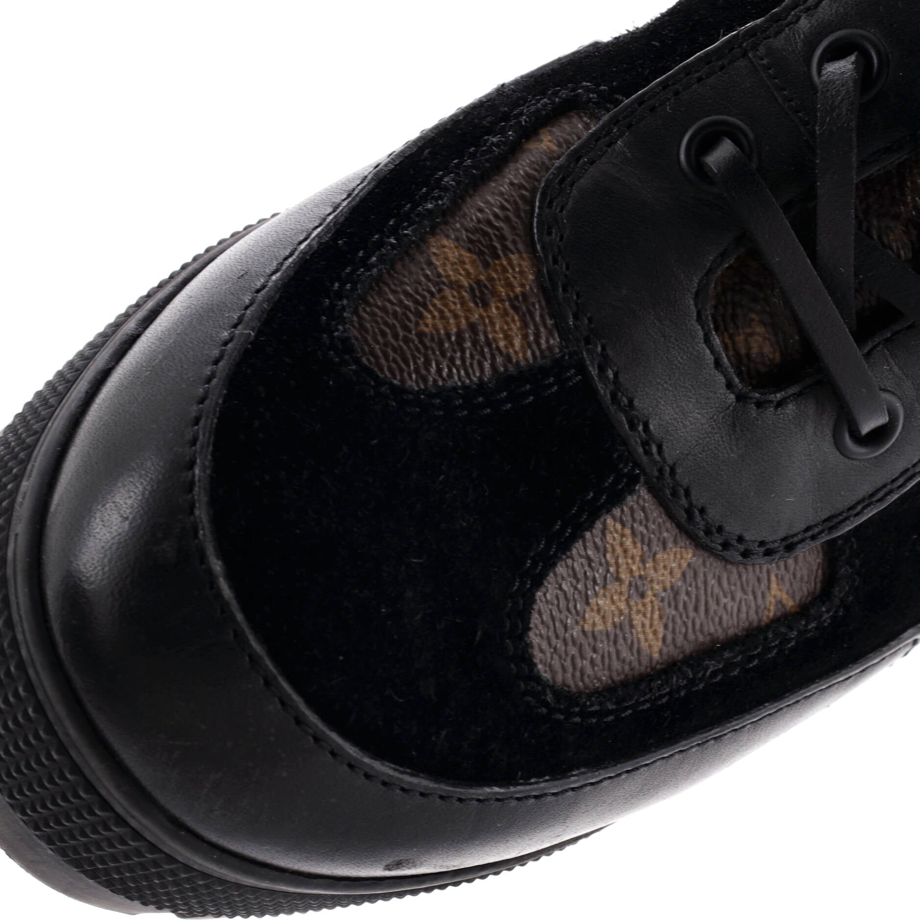 Louis Vuitton Women's Laureate Platform Desert Boots Suede with Monogram Canvas