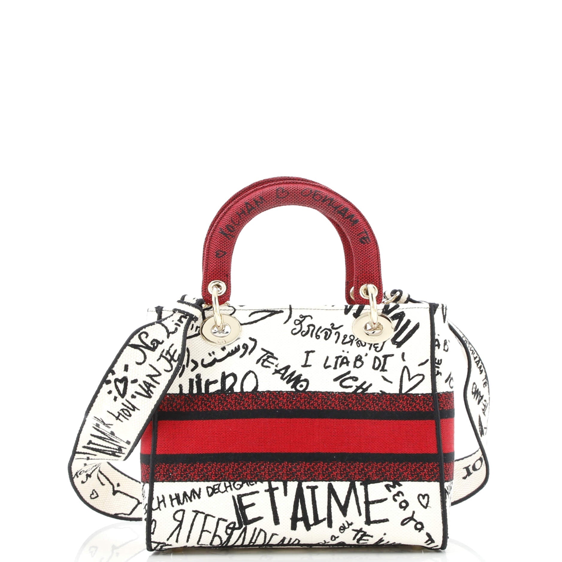 Christian Dior Lady D-Lite Bag Embroidered Canvas Medium