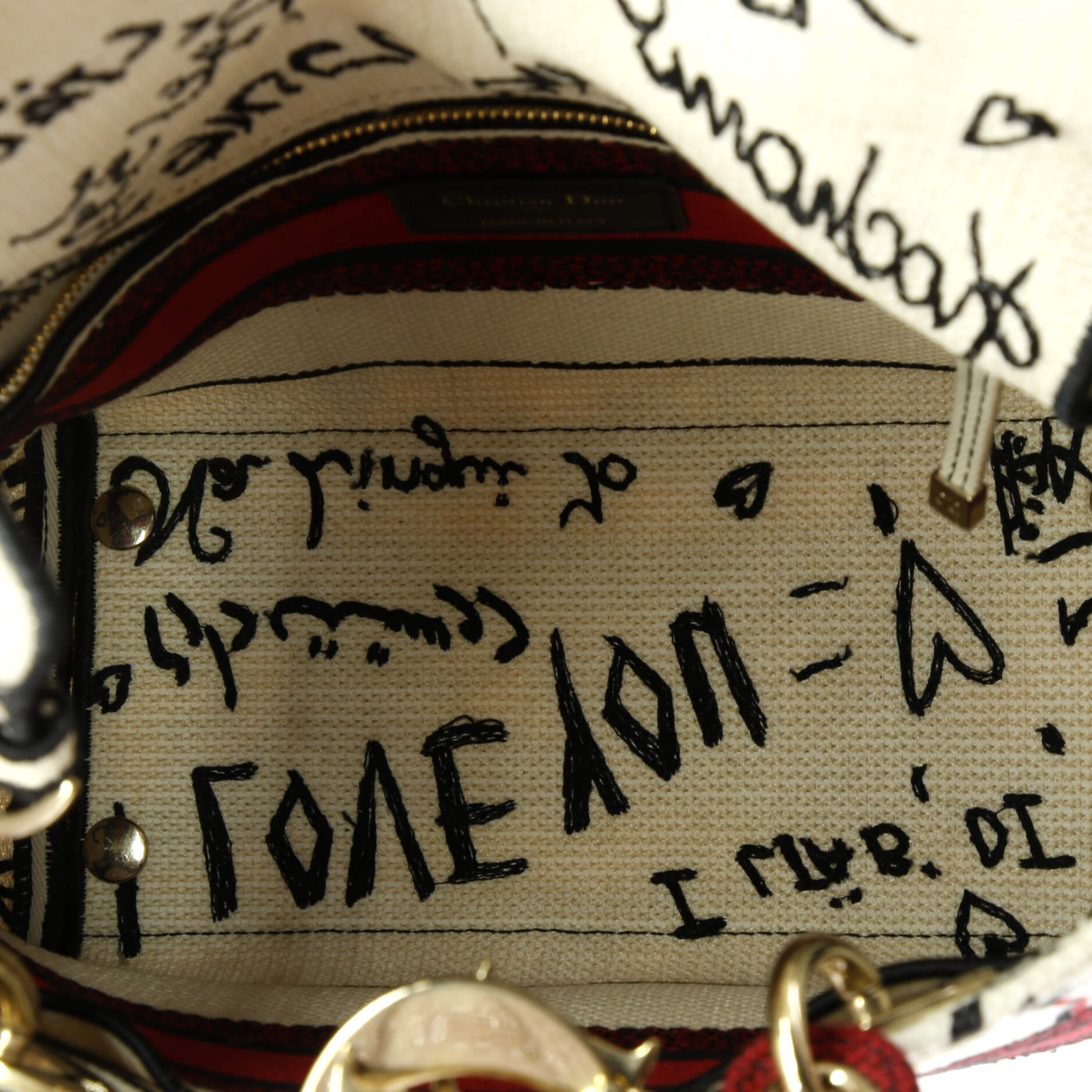 Christian Dior Lady D-Lite Bag Embroidered Canvas Medium