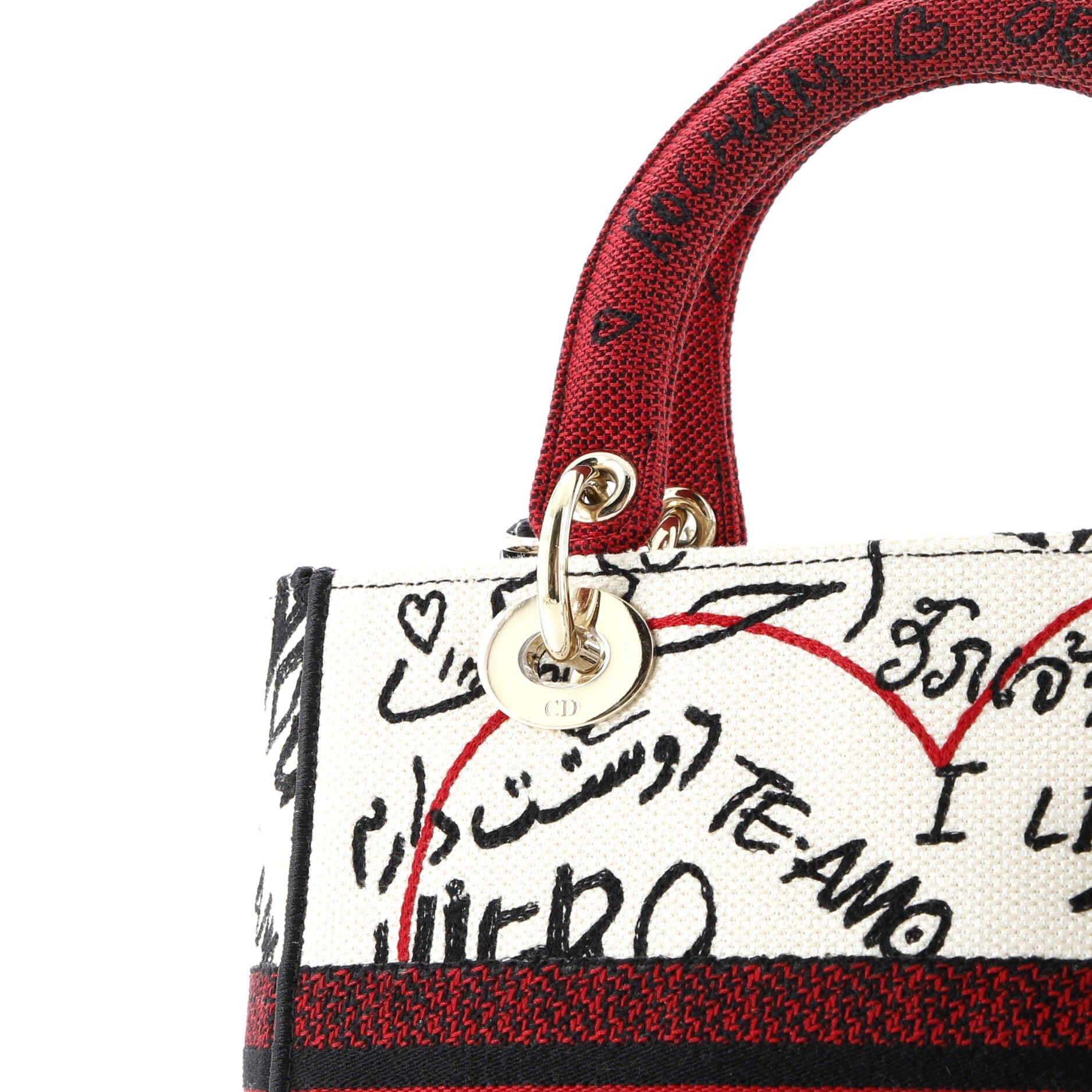 Christian Dior Lady D-Lite Bag Embroidered Canvas Medium
