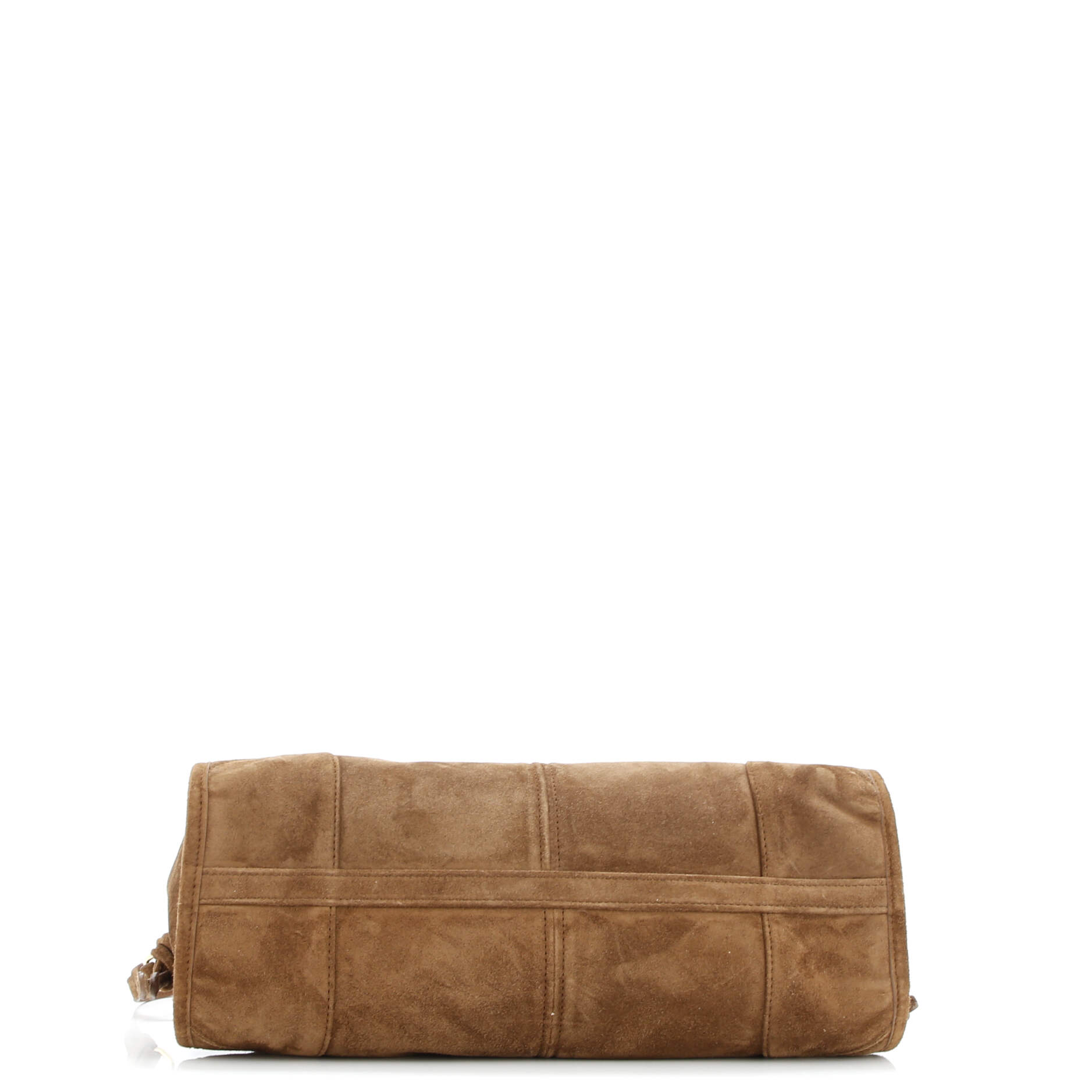 Prada Belted Convertible Shoulder Bag Suede Medium