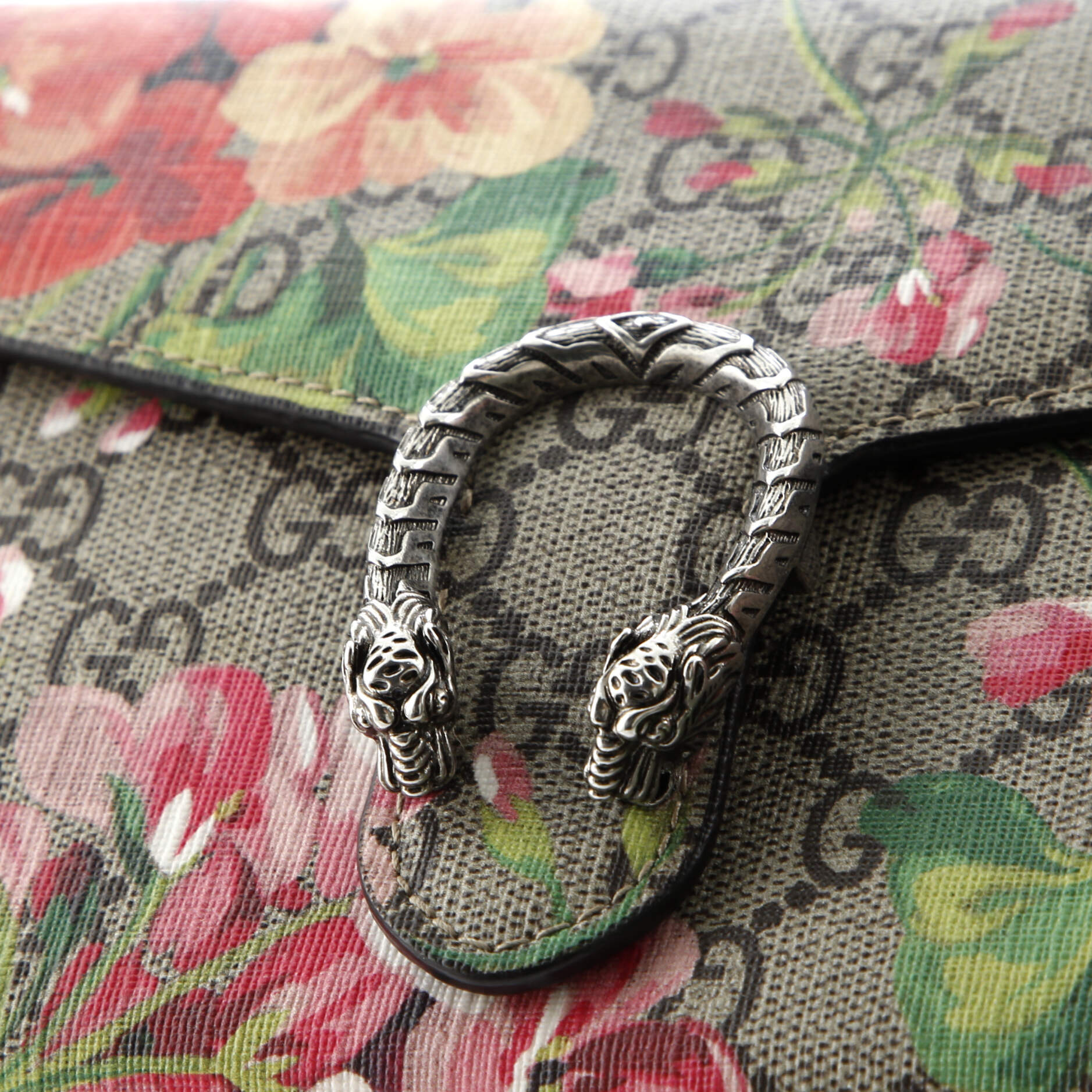 Gucci Dionysus Chain Wallet Blooms Print GG Coated Canvas Small