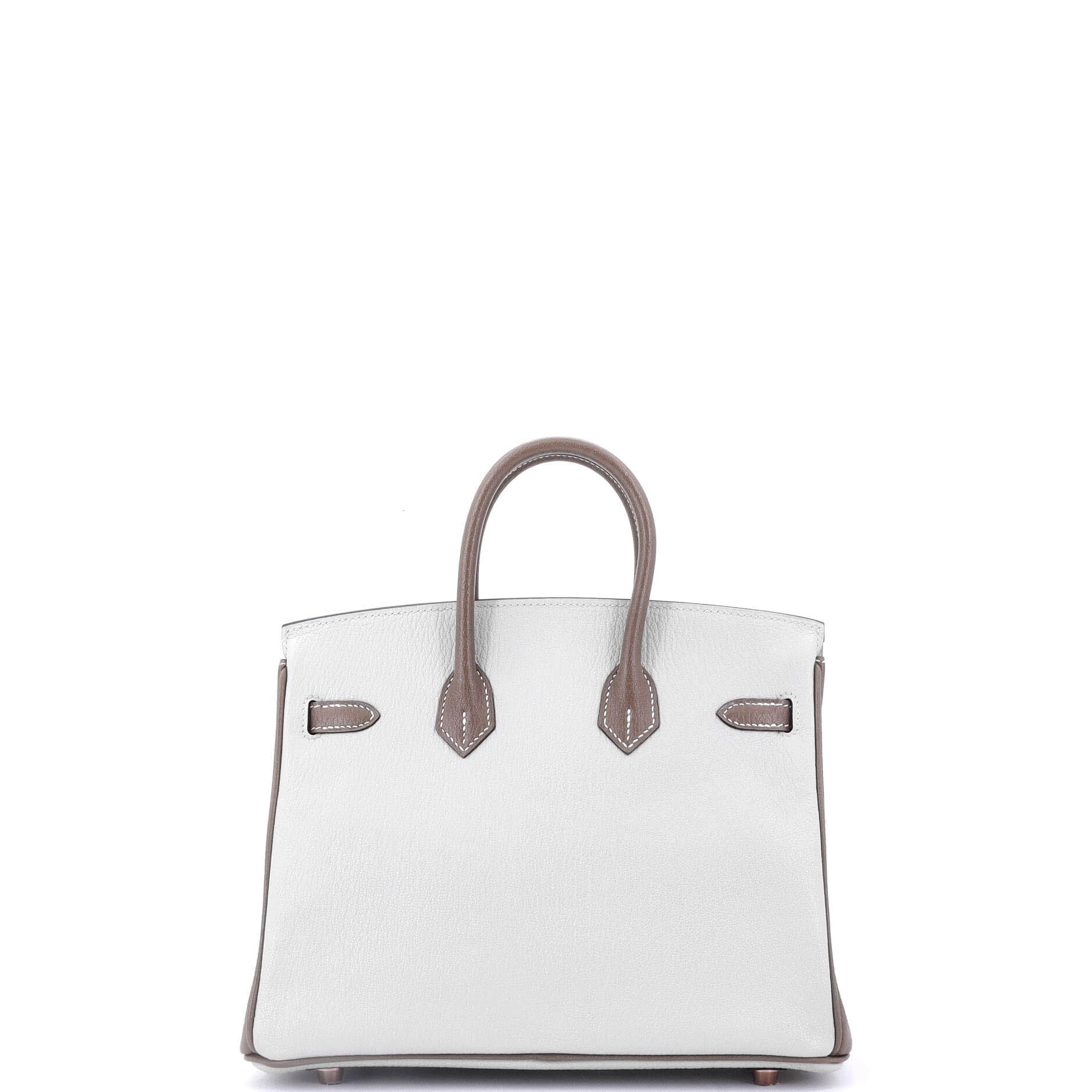 Hermes Birkin Handbag Bicolor Chevre Mysore with Rose Gold Hardware 25