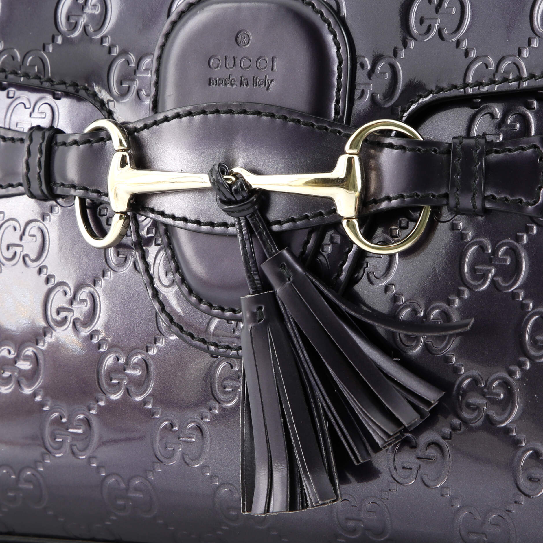 Gucci Emily Chain Flap Bag Guccissima Patent Medium