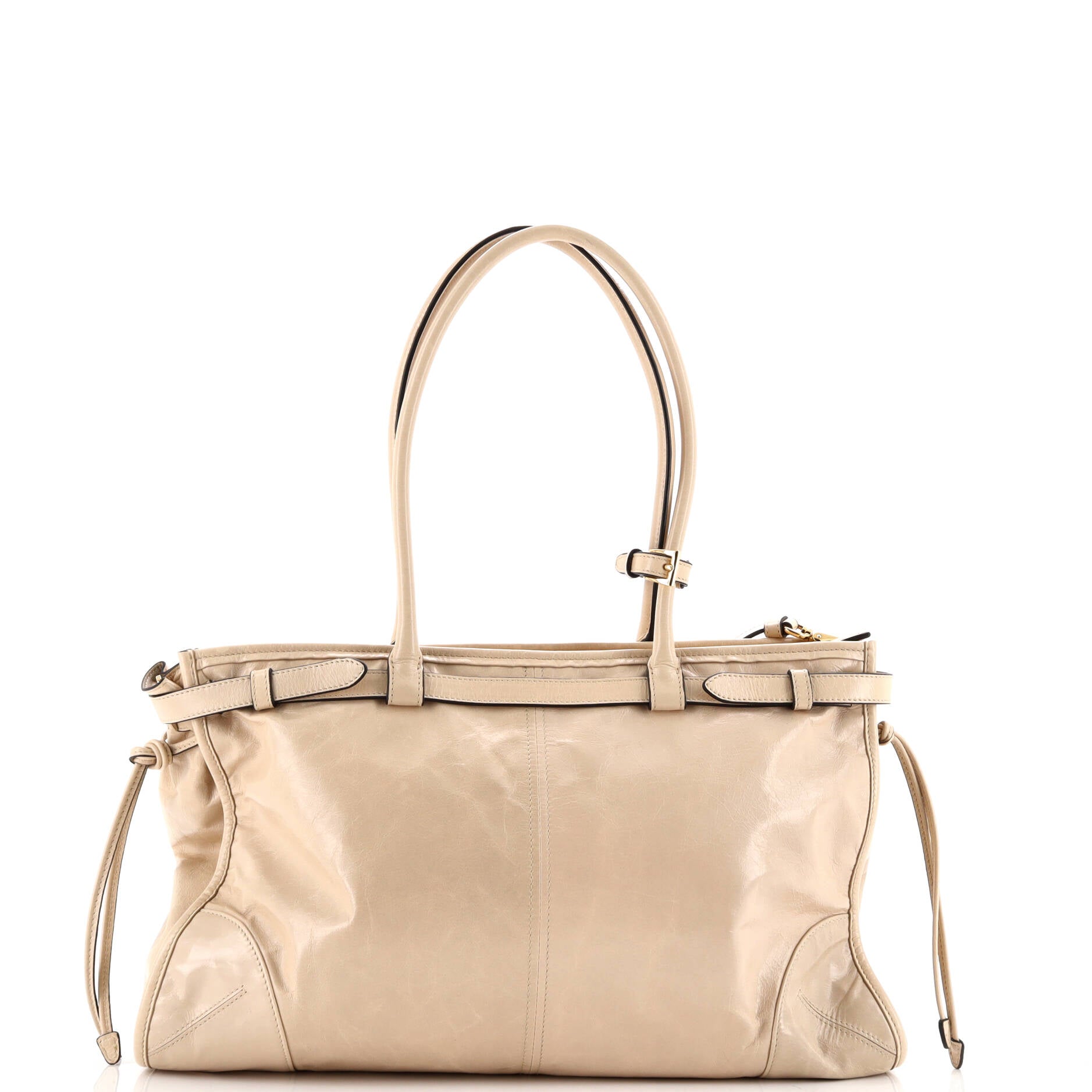 Prada Belted Convertible Shoulder Bag Vitello Shine Large