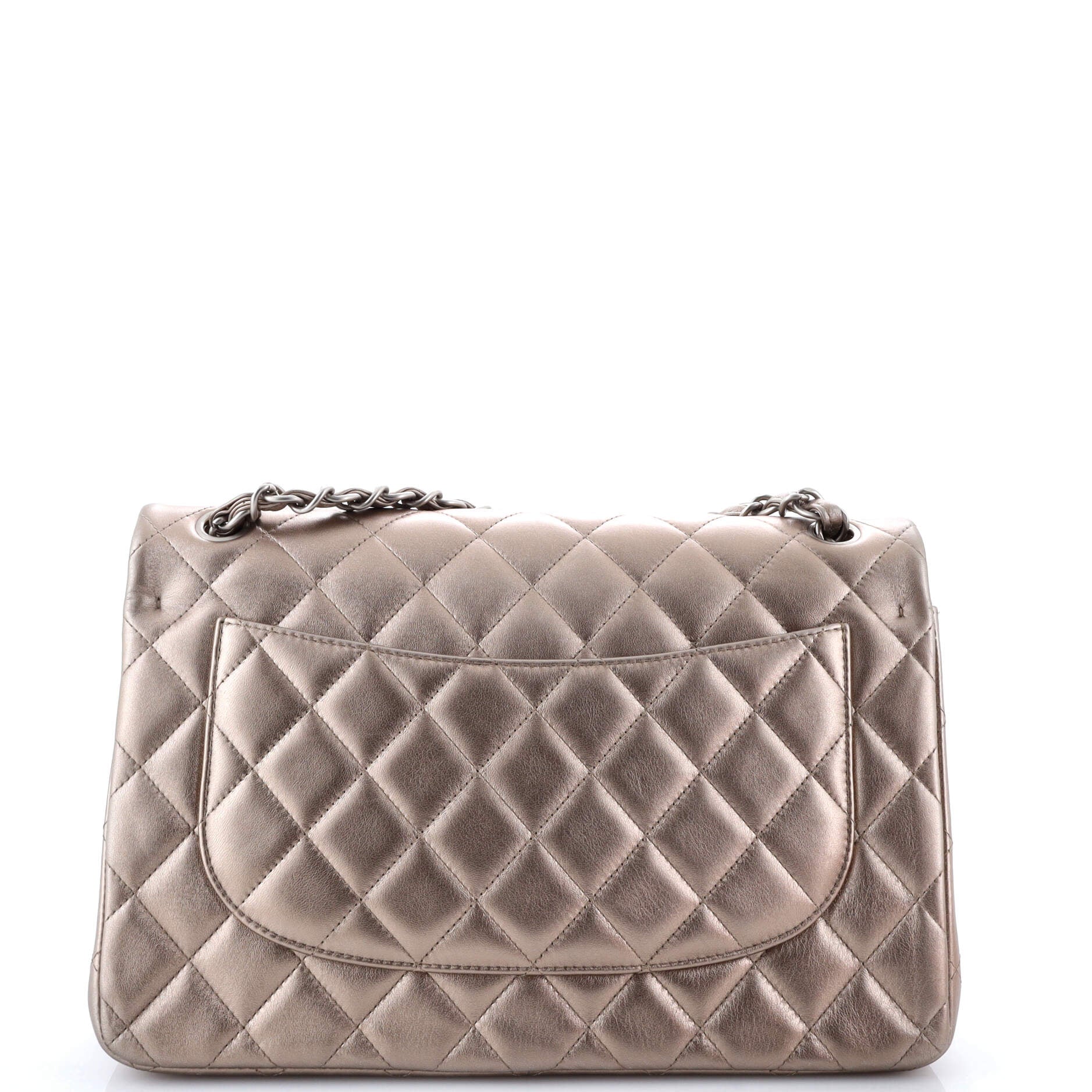 Chanel Classic Double Flap Bag Quilted Metallic Lambskin Jumbo
