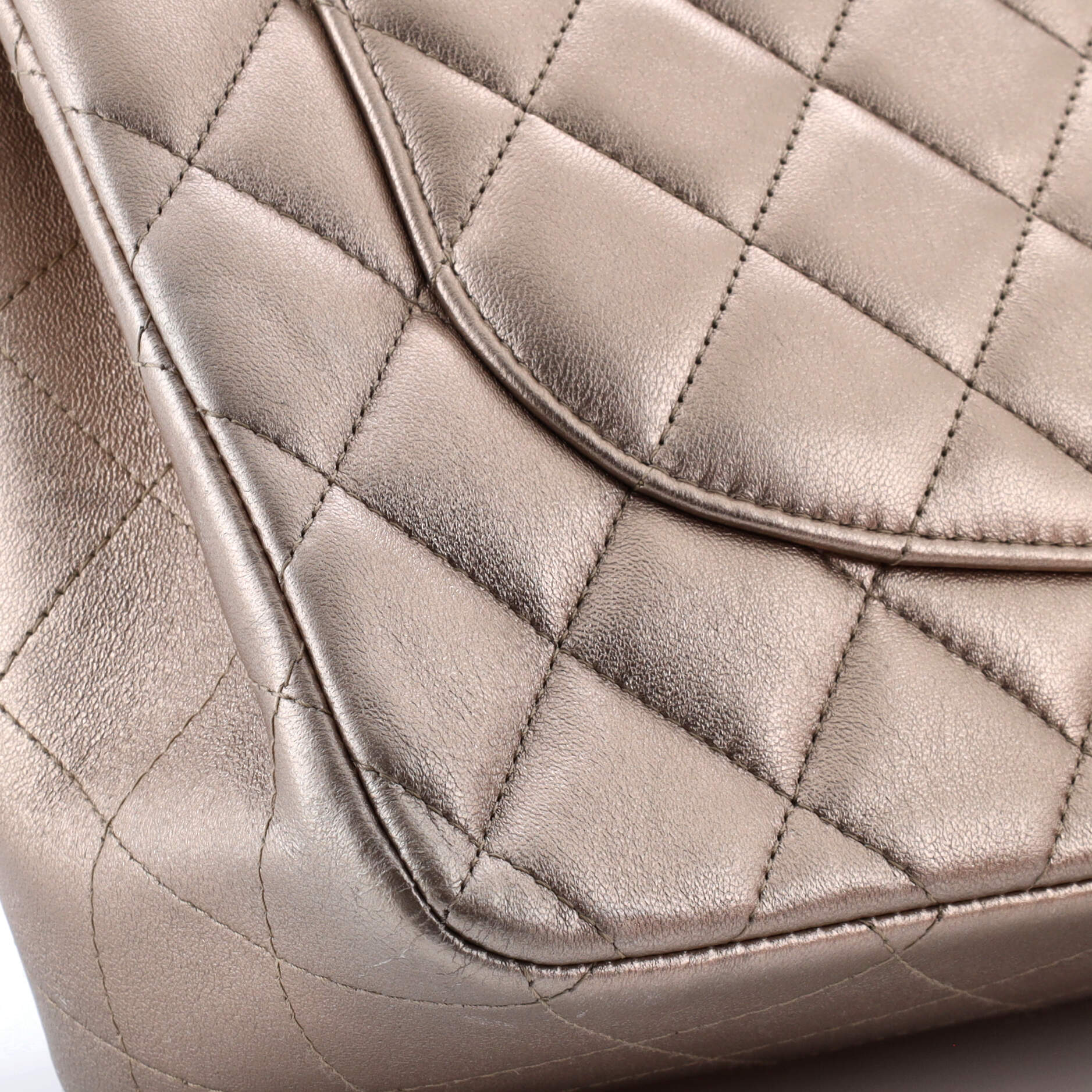 Chanel Classic Double Flap Bag Quilted Metallic Lambskin Jumbo